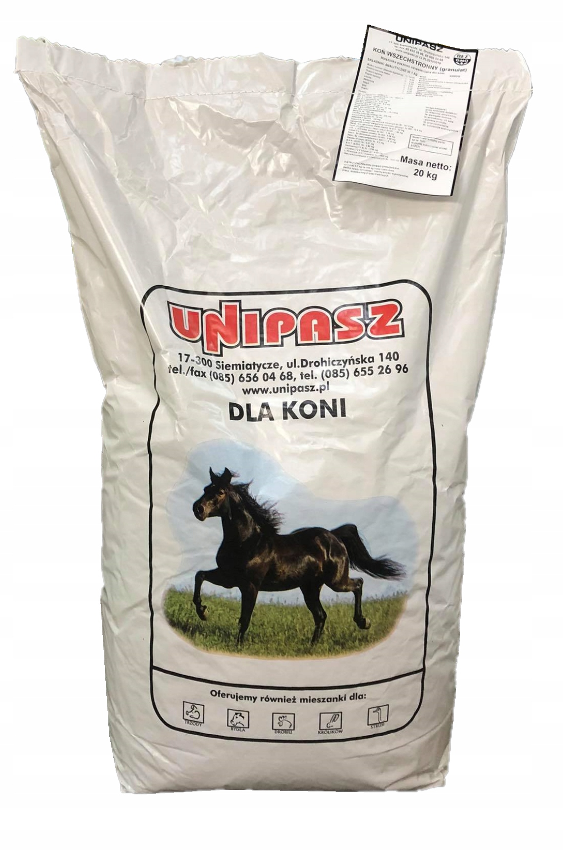 Pasza dla koni Koń Wszechstronny 20kg NON GMO Marka Unipasz