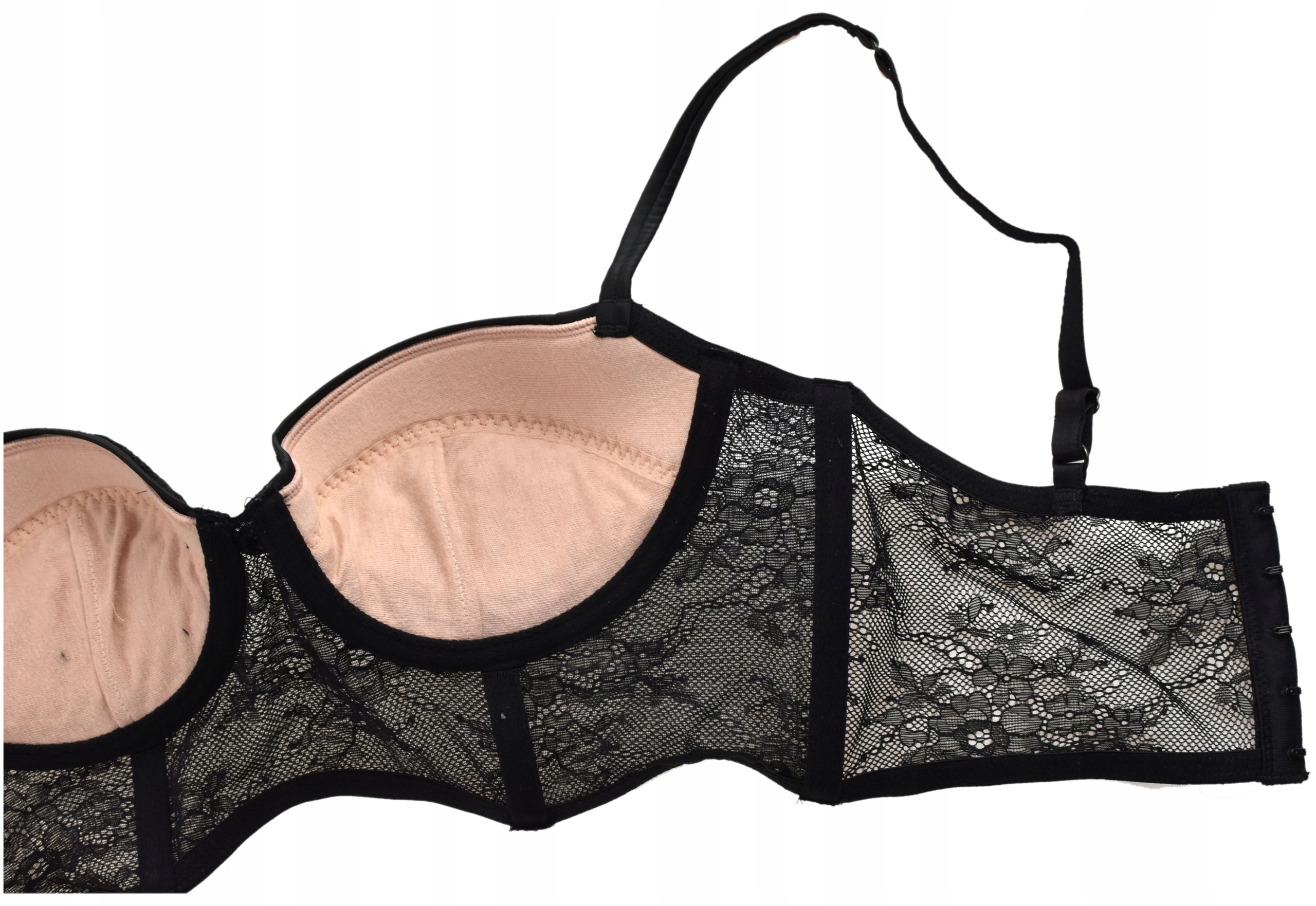 Atlantic czarny push up mini gorset koronka 80B Rozmiar 70D