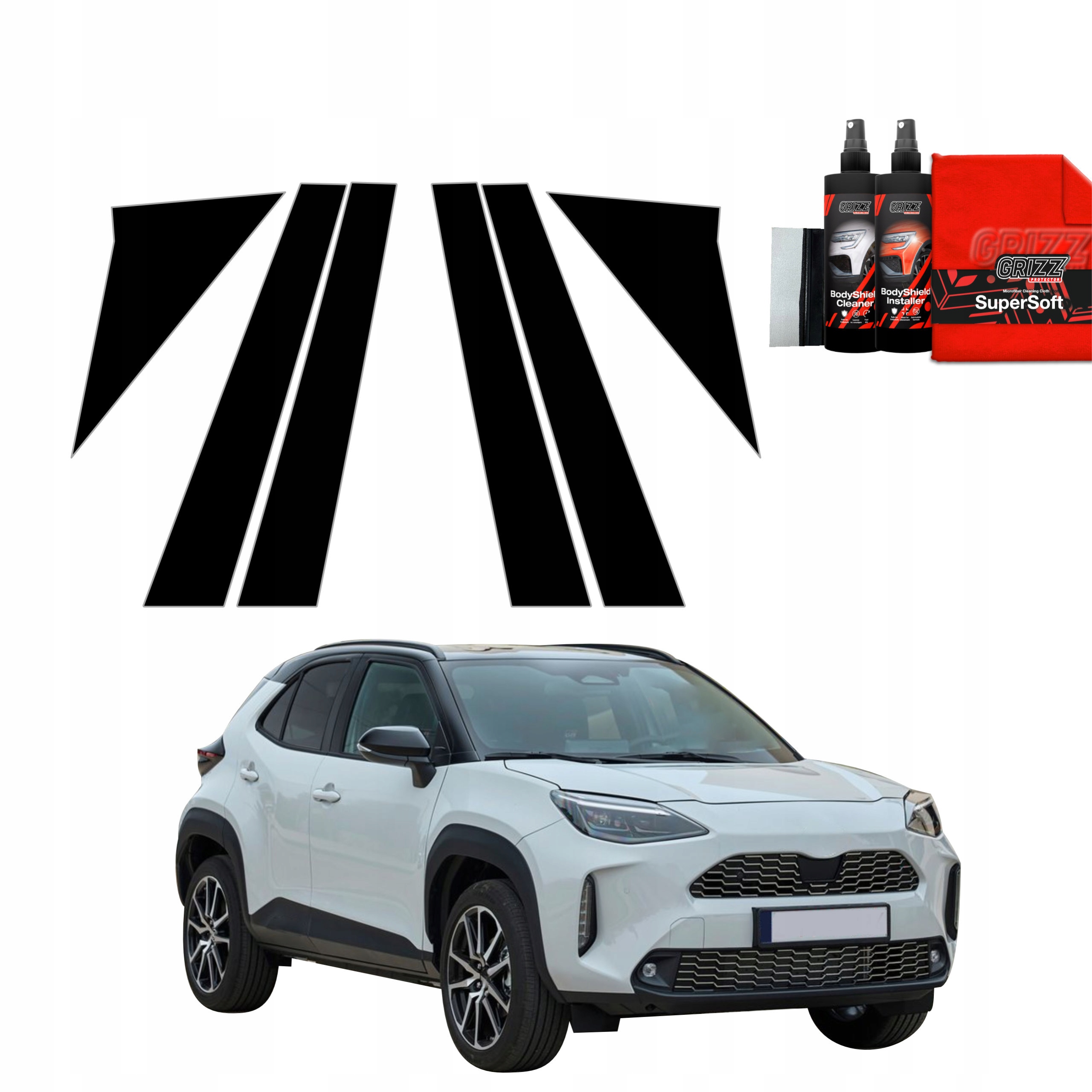 6v1 Černá fólie na sloupky pro Toyota Yaris Cross (2021-2025)