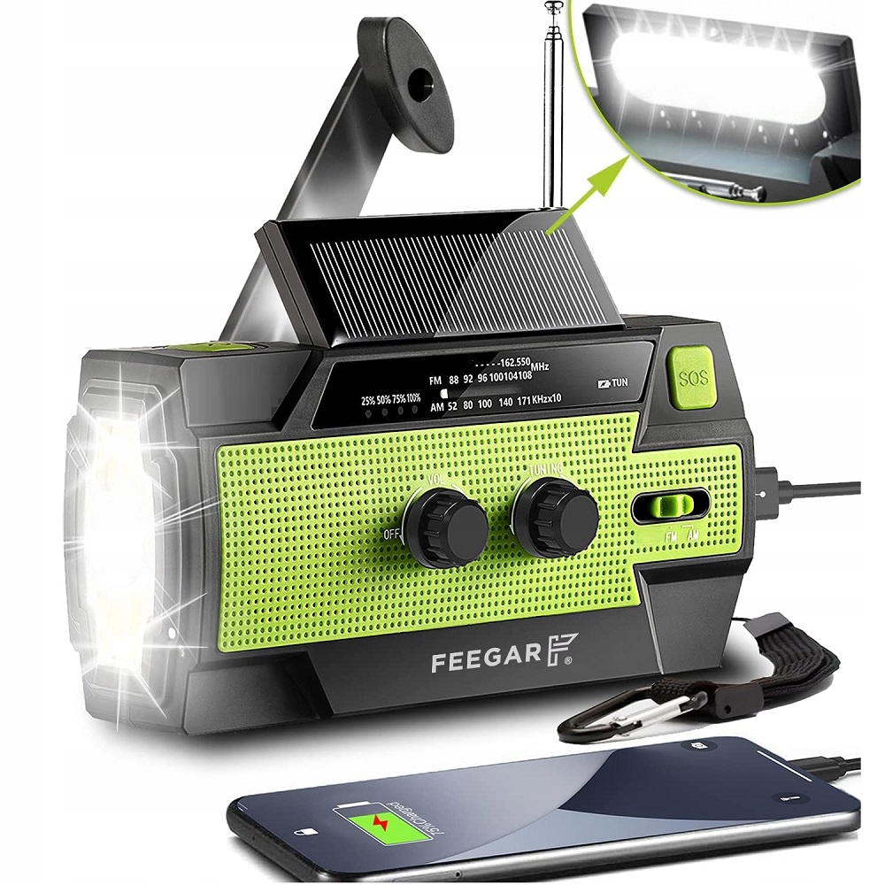 

Radio Awaryjne Solarne Feegar Am Fm Sos Pb 4000mAh