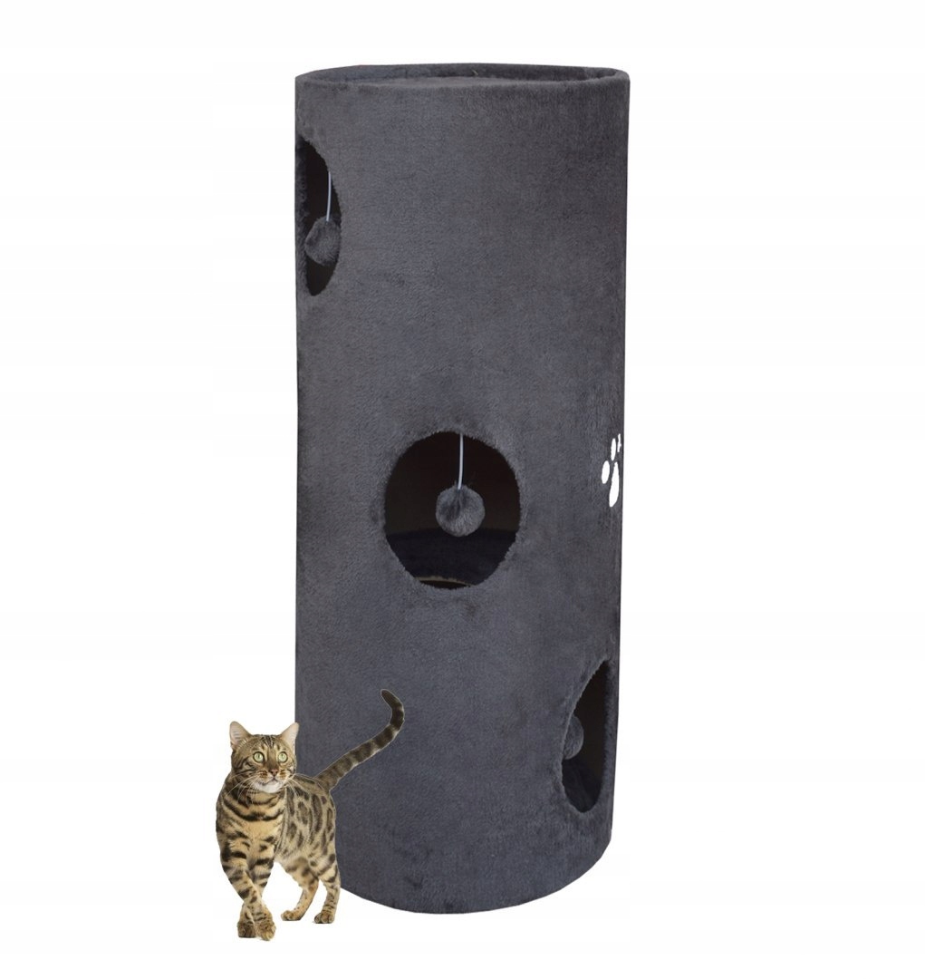 Levně Škrabadlo/Tuba/ Věž pro kočky 100 cm Šedá Vysoká Sisal