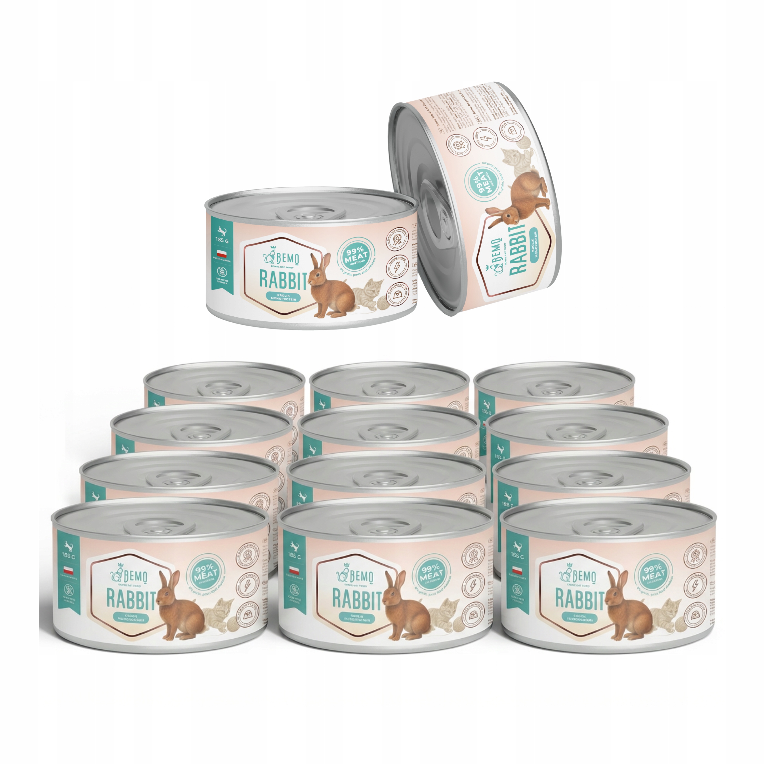 Levně Krmivo mokré pro kočky konzerva 12x185 g Bemo Cat Rabbit králíka hypoalergenní