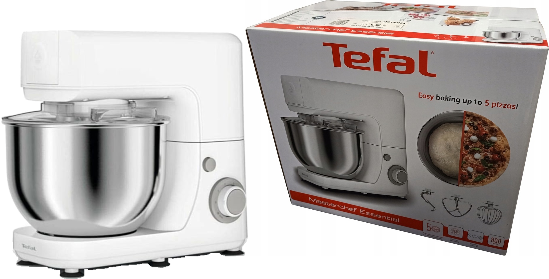 Robot Planetarny Tefal Masterchef QB150138 800W 4,8L White Biały