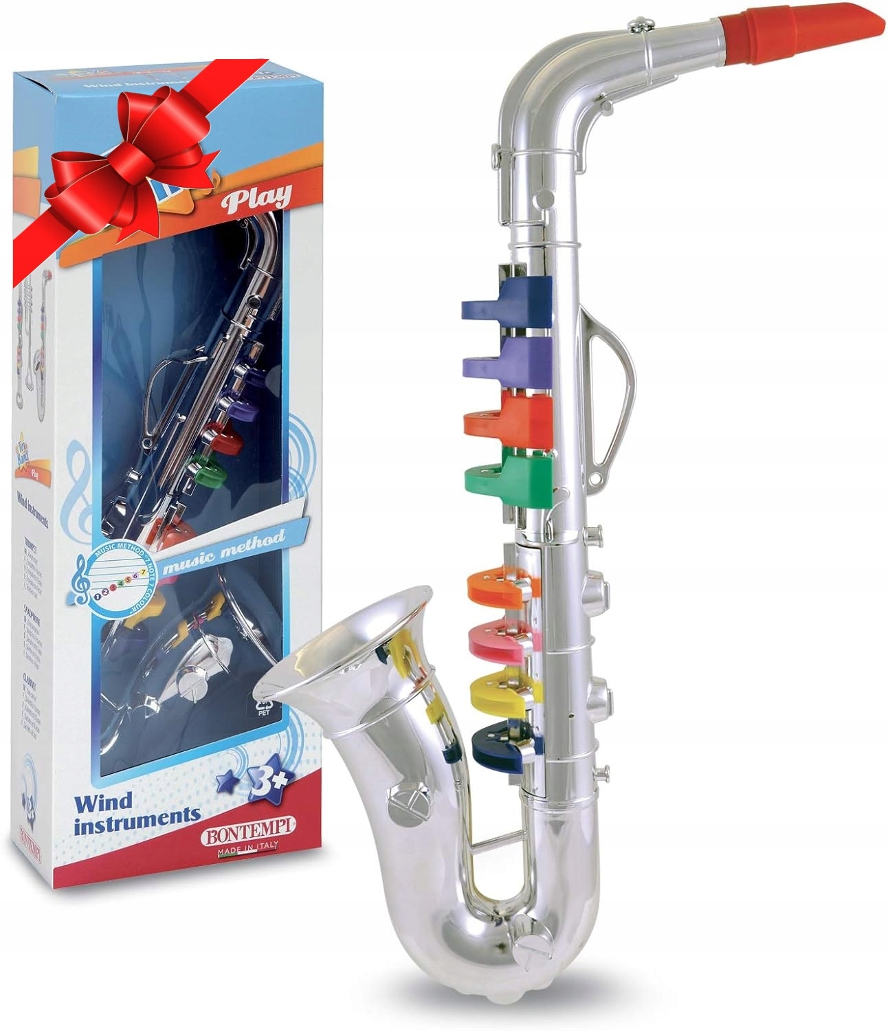 SAKSOFON BONTEMPI DLA DZIECI 8 PRZYCISKÓW Srebrny - 41,5 cm - Prezent!