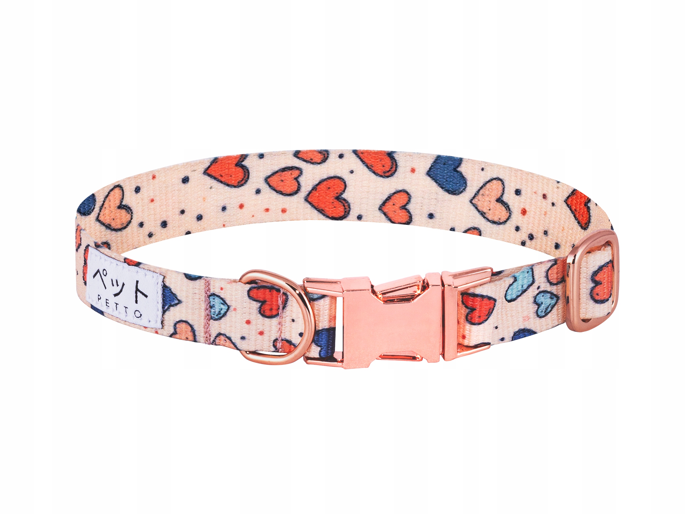 Levně Petto Obojek pro psa Eri Hearts Rose Gold L