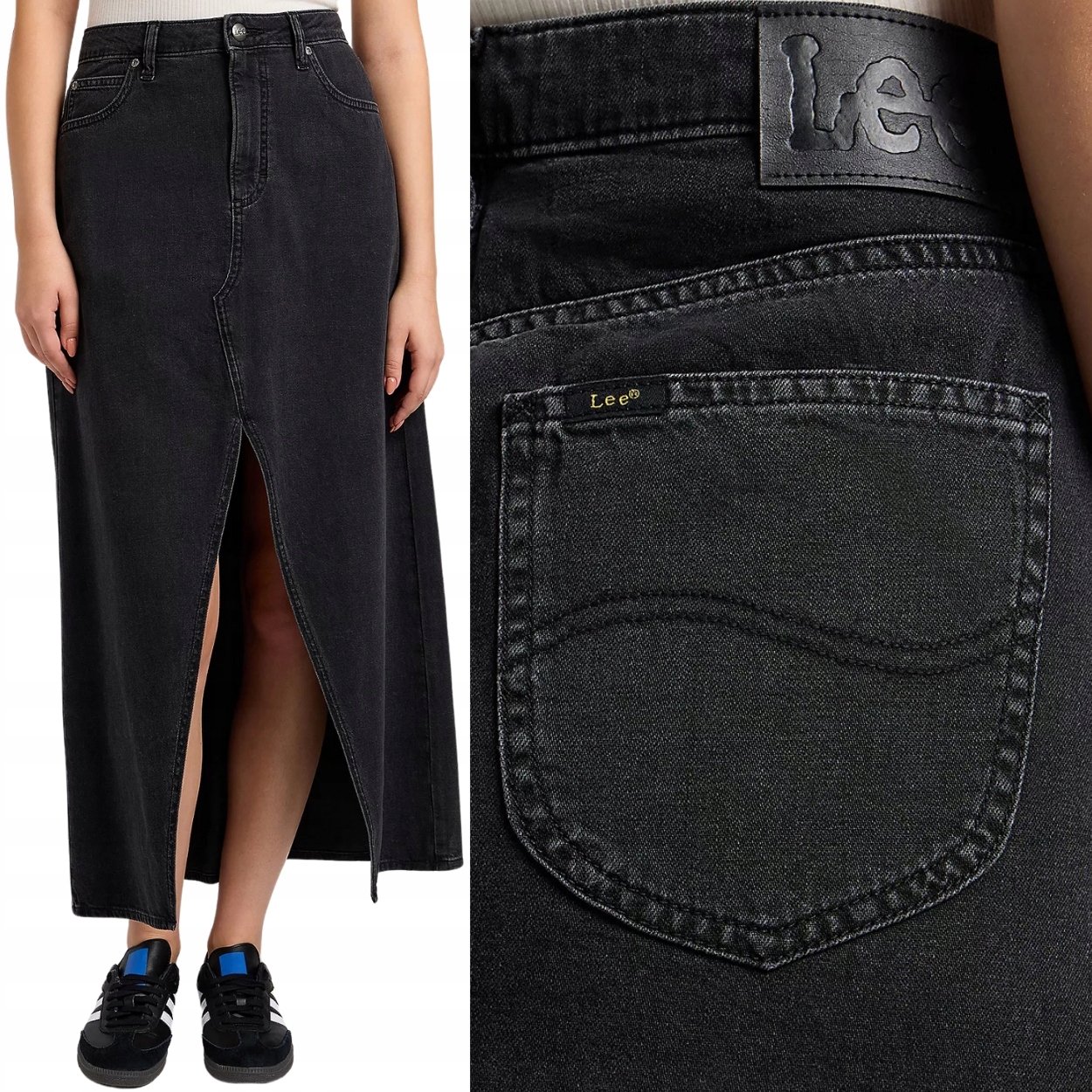 Lee Maxi Skirt Shadow dlouhá sukně s rozparkem vpředu W26