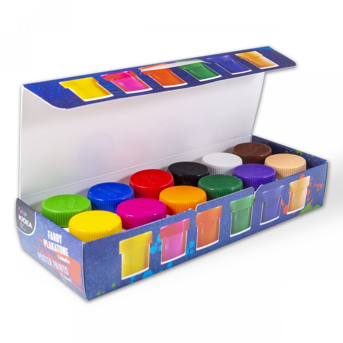 FARBY PLAKATOWE PLAKATÓWKI KIDEA SZKOLNE 12 KOLORÓW 12x20ml Marka Kidea