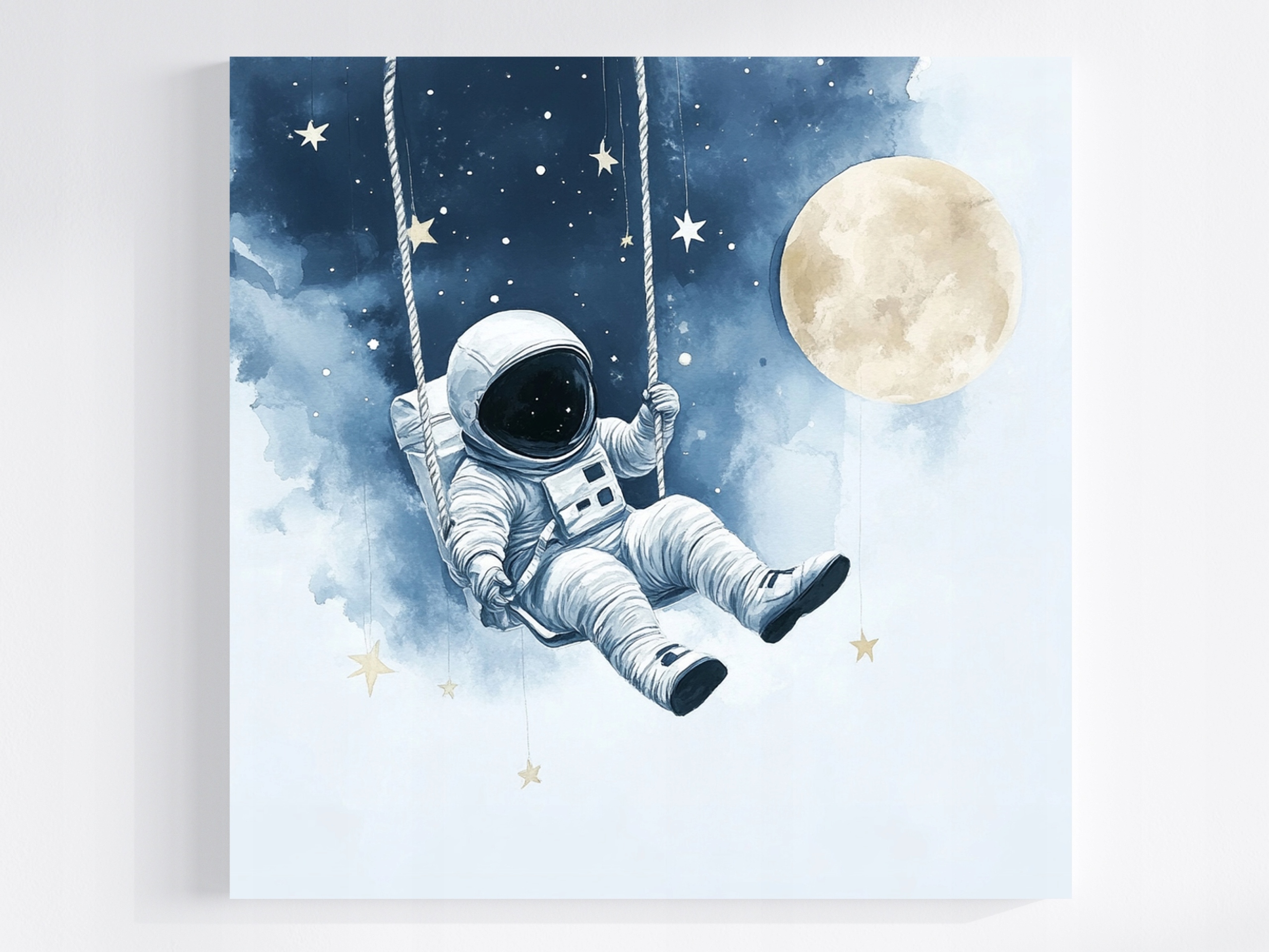 Obraz Na Plátně Obraz Na Plátně Vesmír Měsíc Hvězdy Astronaut Houpačka 80x80