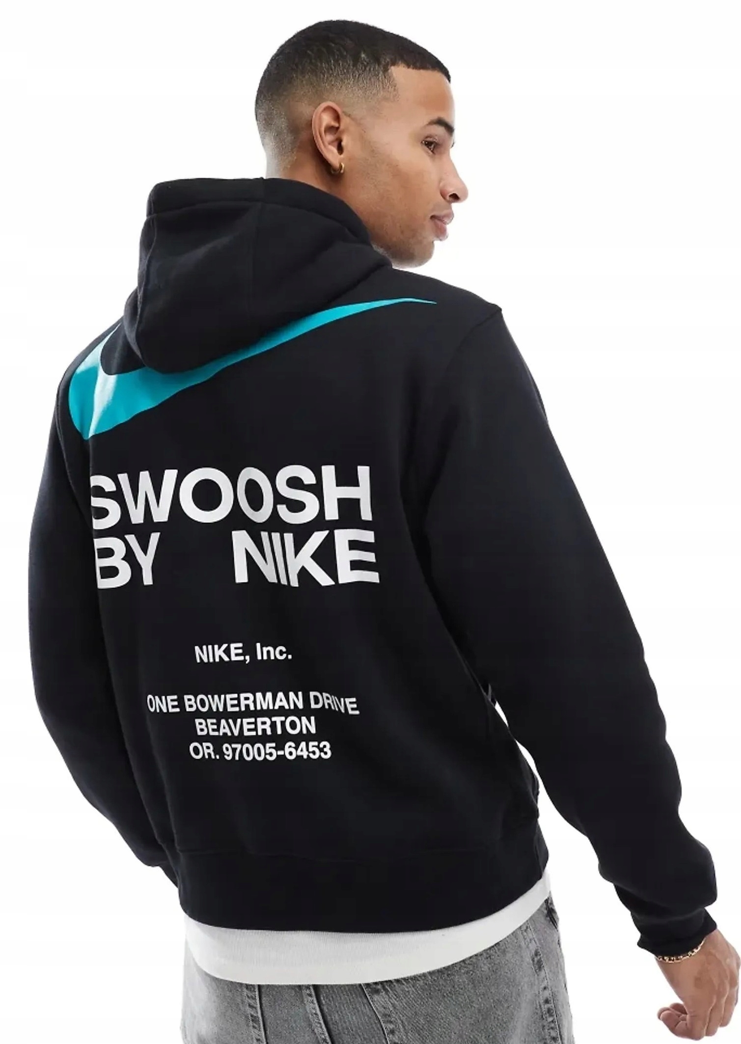 mikina s kapucí Pánská Sportovní Černá NIke Hoodie Big Logo Bavlněná