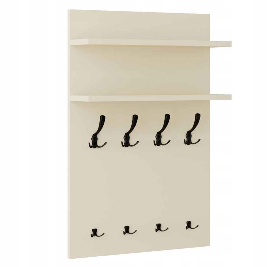 Moderní nástěnný věšák 90x60 police Béžová Černé úchytky