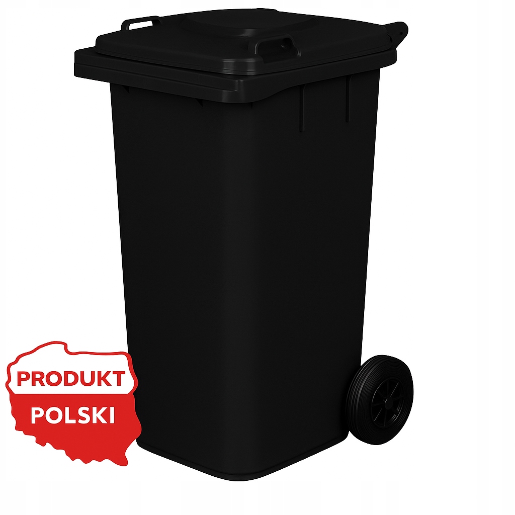 Wytrzymały kosz na śmieci z kółkami – kubeł 120 litrów Pl Czarny Grafit