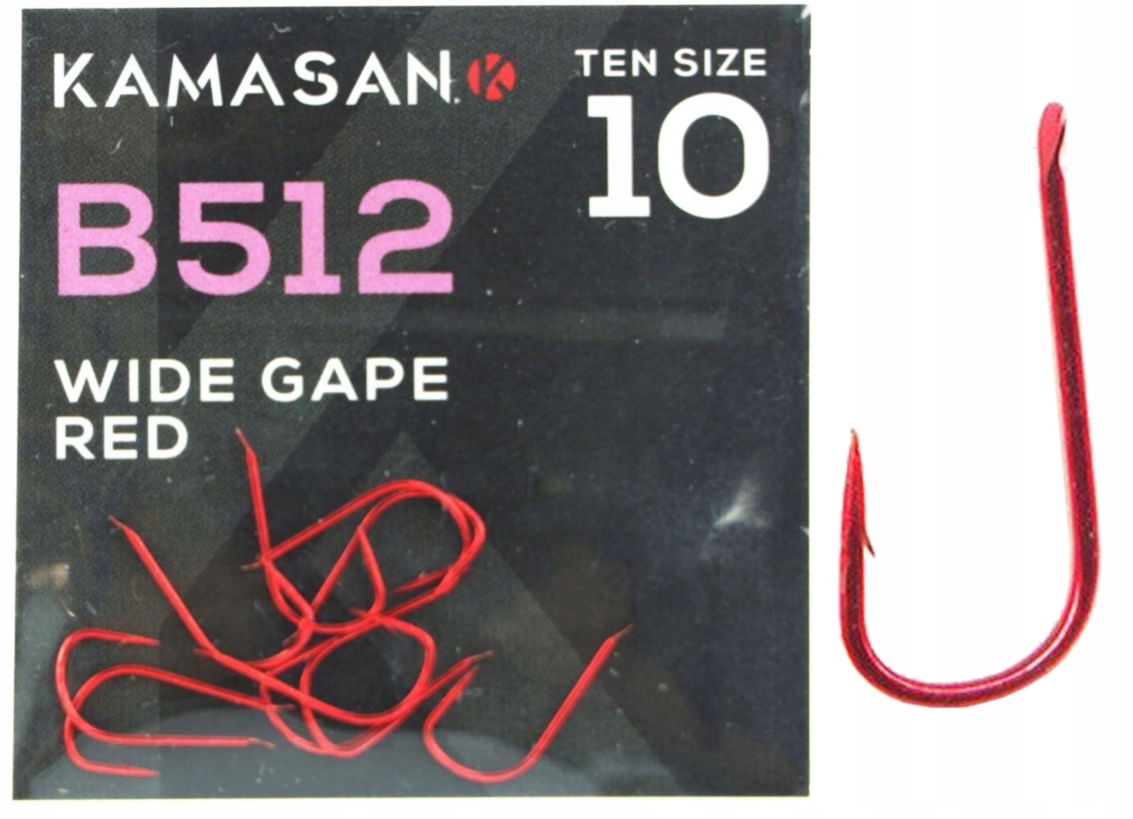 haczyki Kamasan B512 Wide Gape rozmiar 16 Red 10 szt.