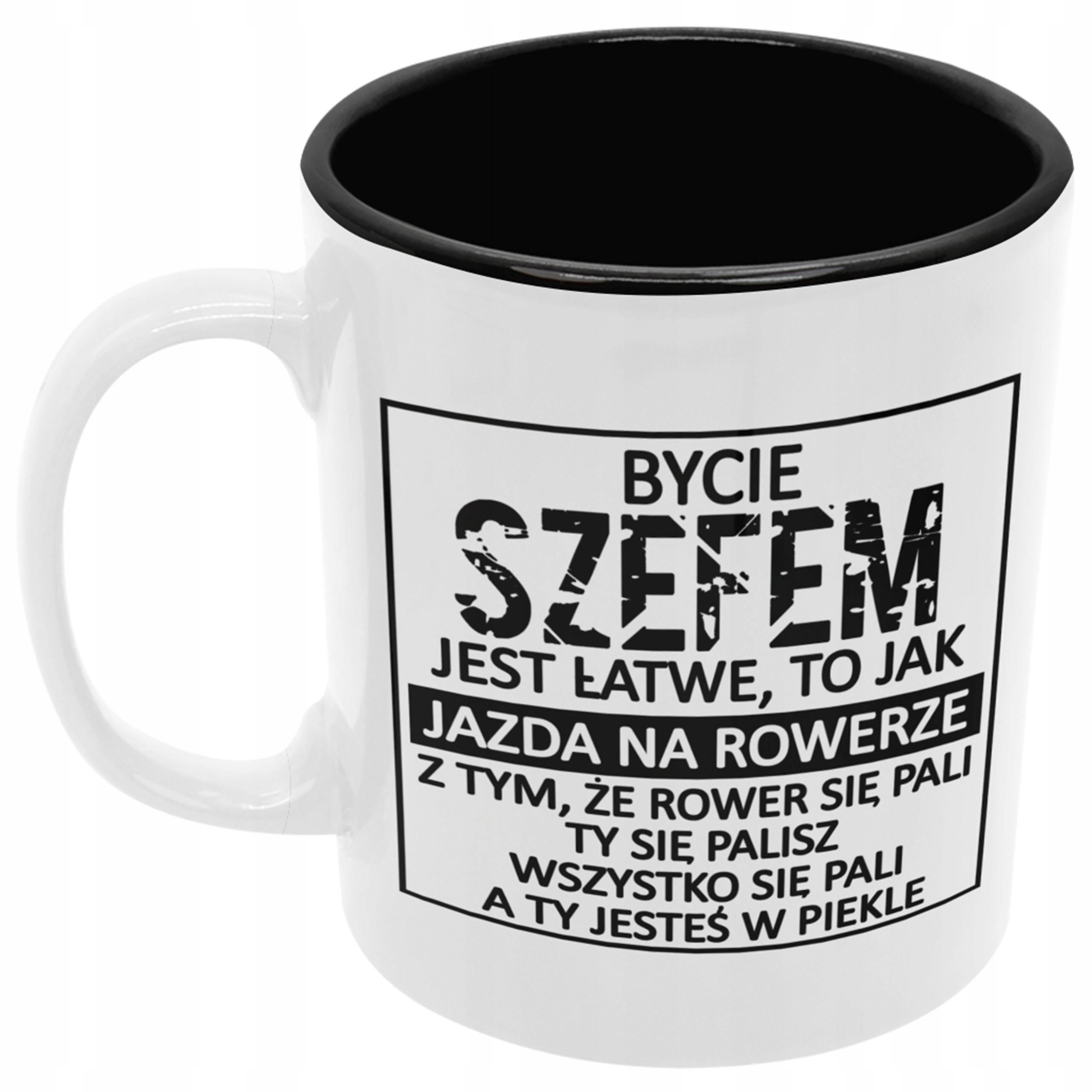 

Śmieszny kubek Szefa szef szefowa czarny środek