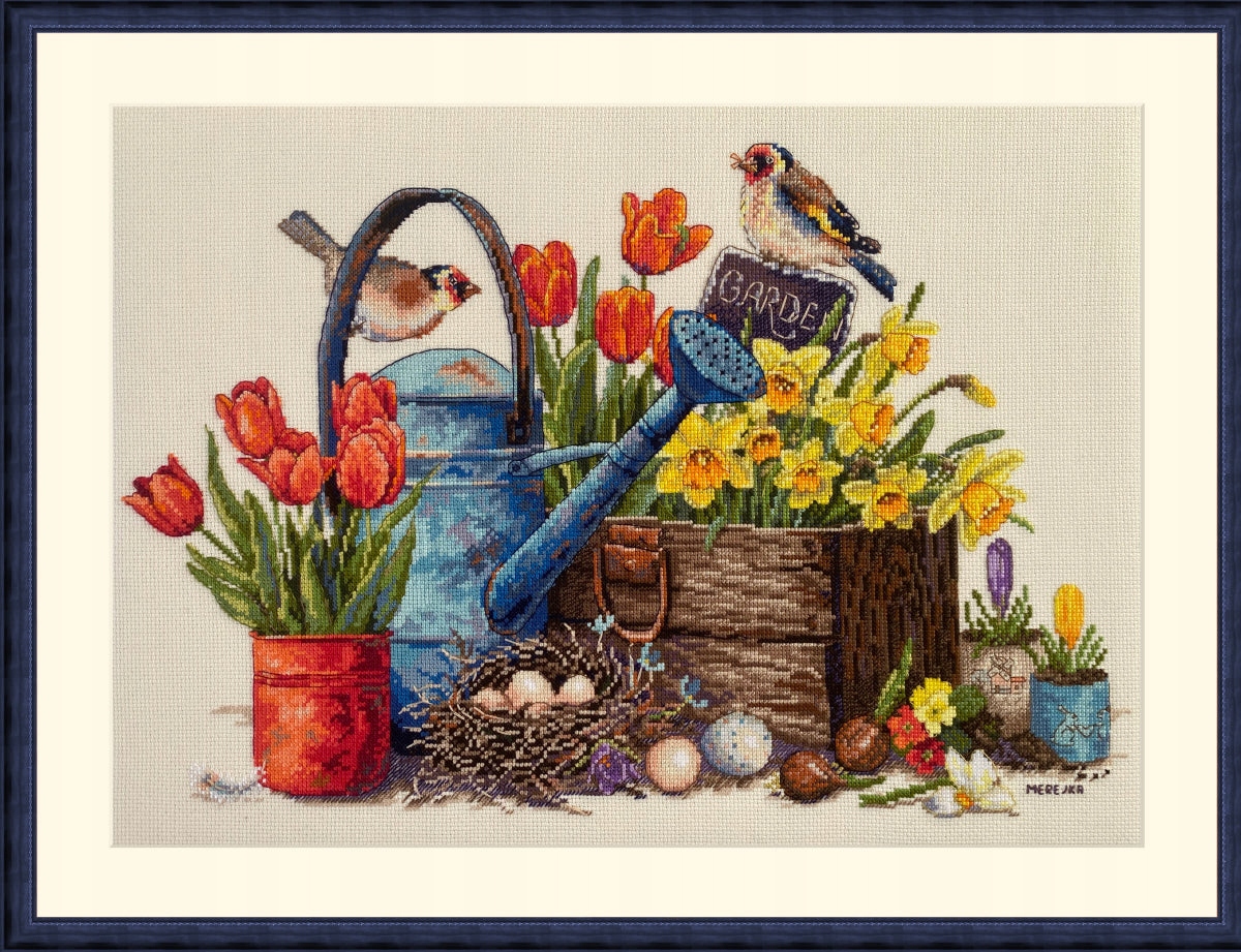 Sada pro křížkovou výšivku Merejka K-251 "Jarní zahrada" 27x40 cm