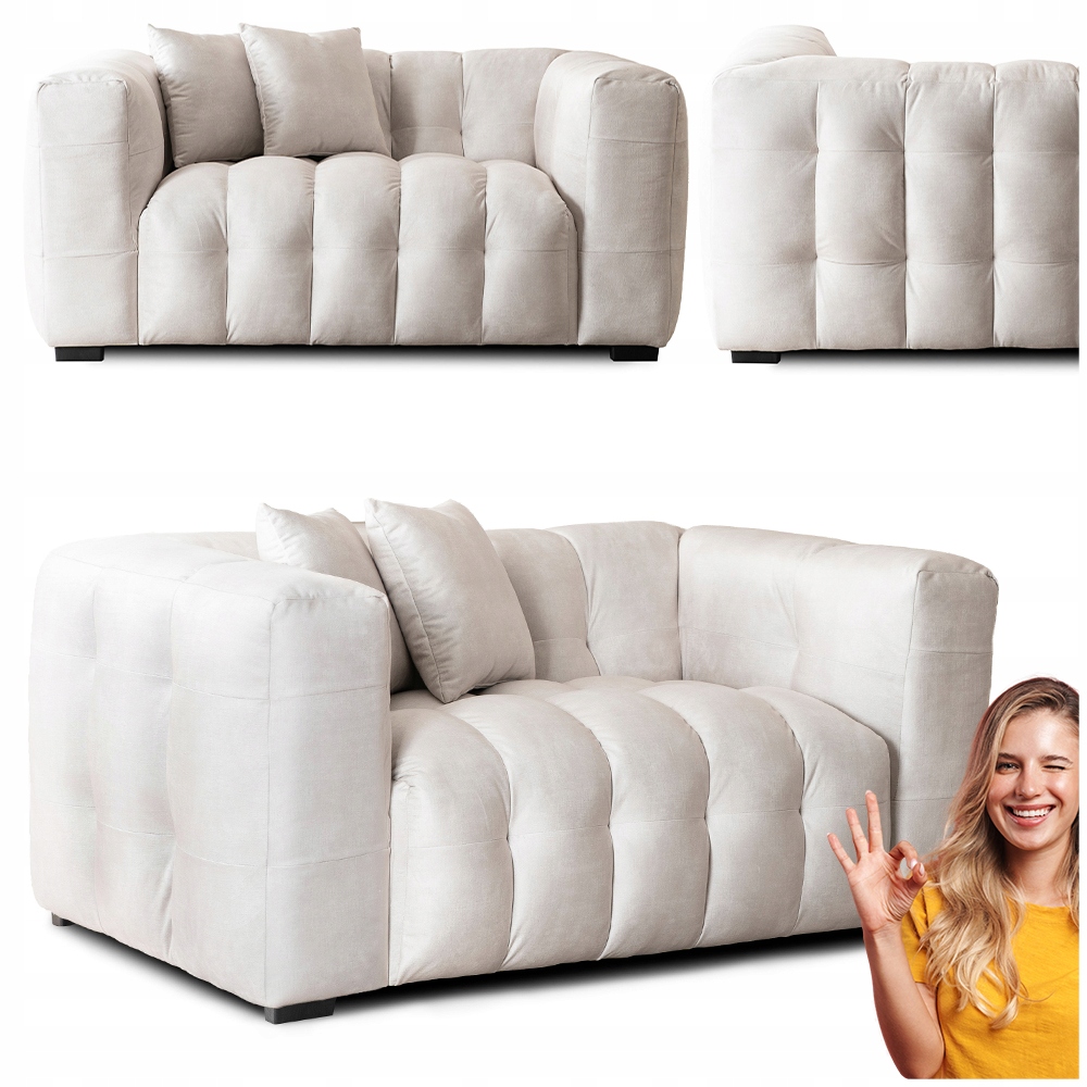 Pohovka Dvoumístná Pohovka s prošíváním Glamour do obývacího pokoje Krémová Moderno 2S