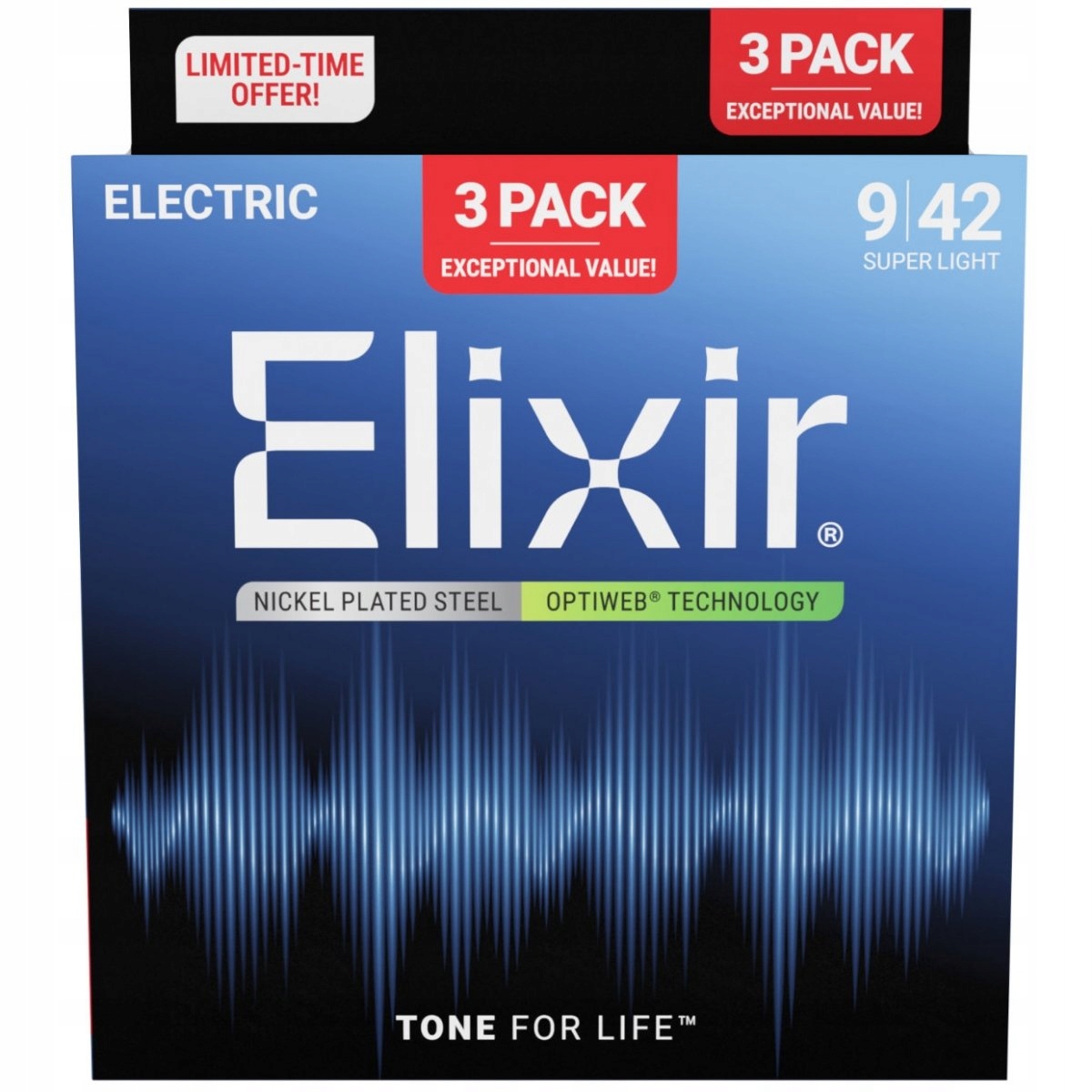 Struny Elixir OptiWeb Nickel Plated (09-42) 3 balení