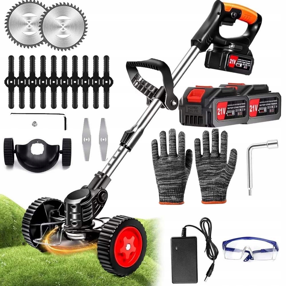 Podkaszarka Do Trawy Kosa Akumulatorowa Elektryczna Ogrodowa 2x Aku Koła