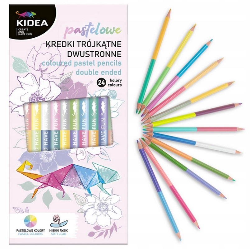 

Kredki Pastelowe Trójkątne Dwustronne 12/24 Kidea