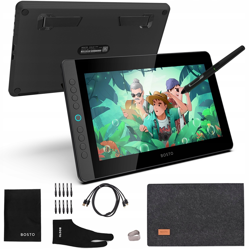 Tablet graficzny Bosto 12HDK przyciski LCD Profesjonalny