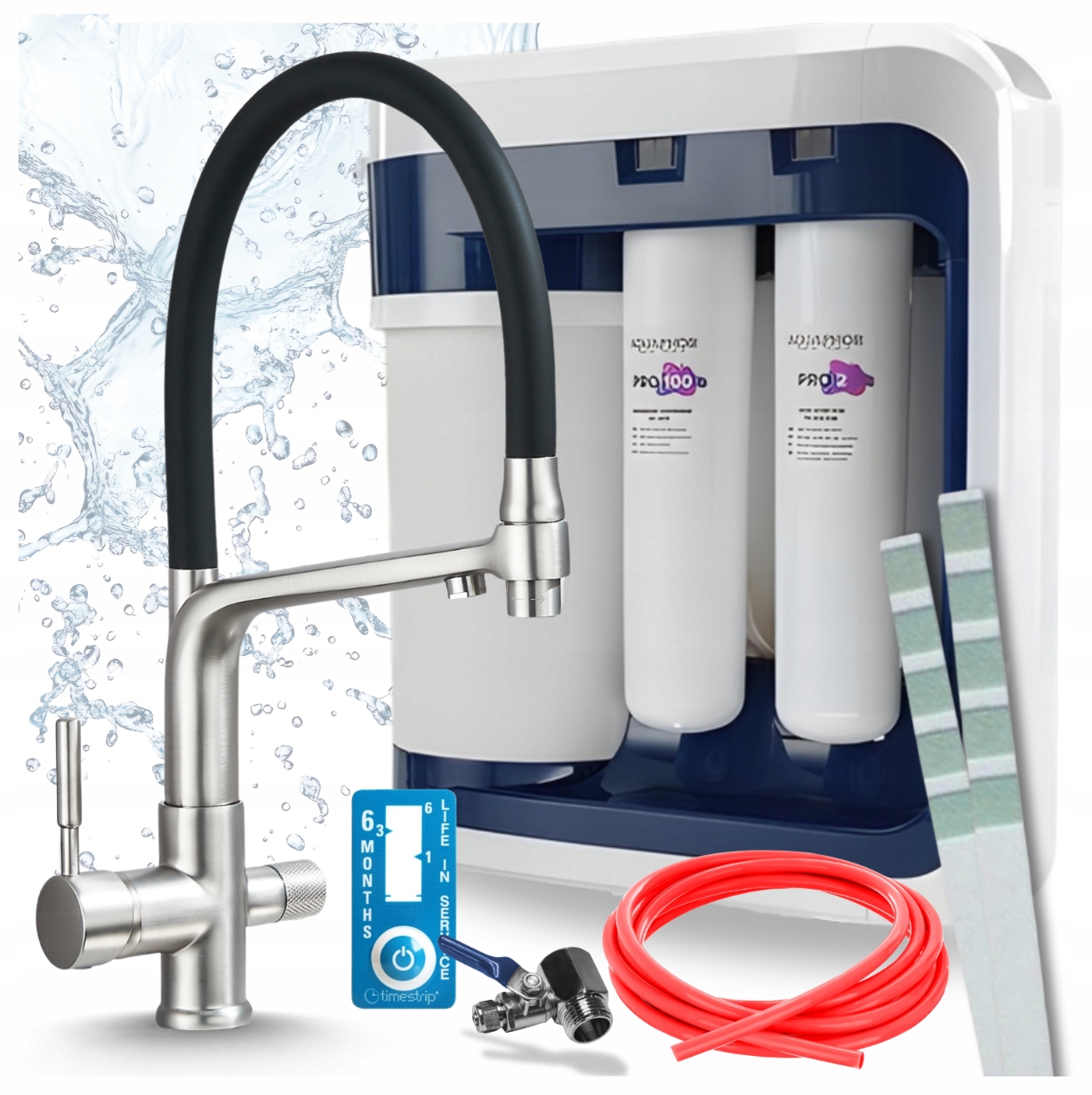 Filter Pitnej Vody Aquaphor Ro 202S Pro Pzh A Flexibilný Kuchynský Kohútik, Sivý