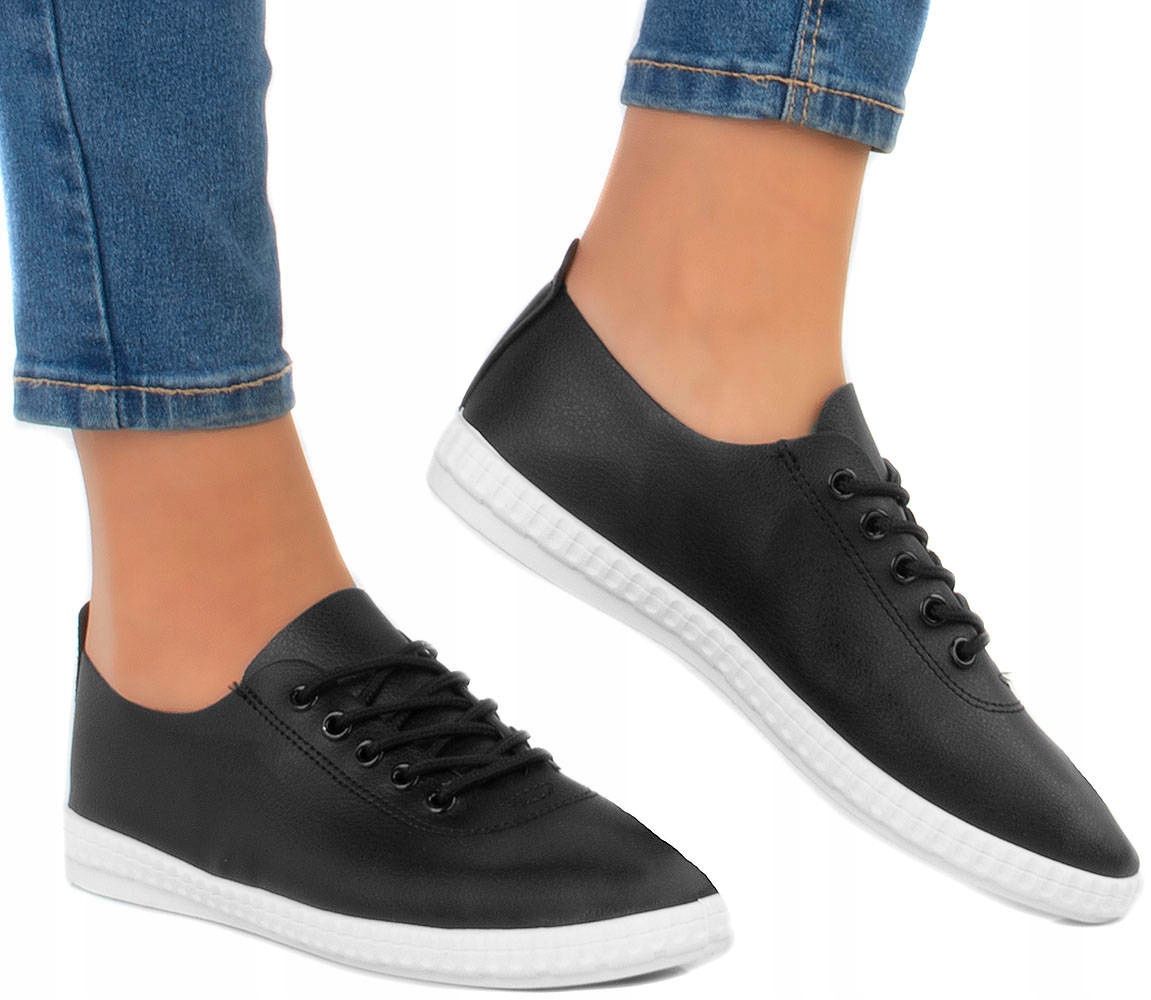 

Czarne Trampki Tenisówki Skórzane 37