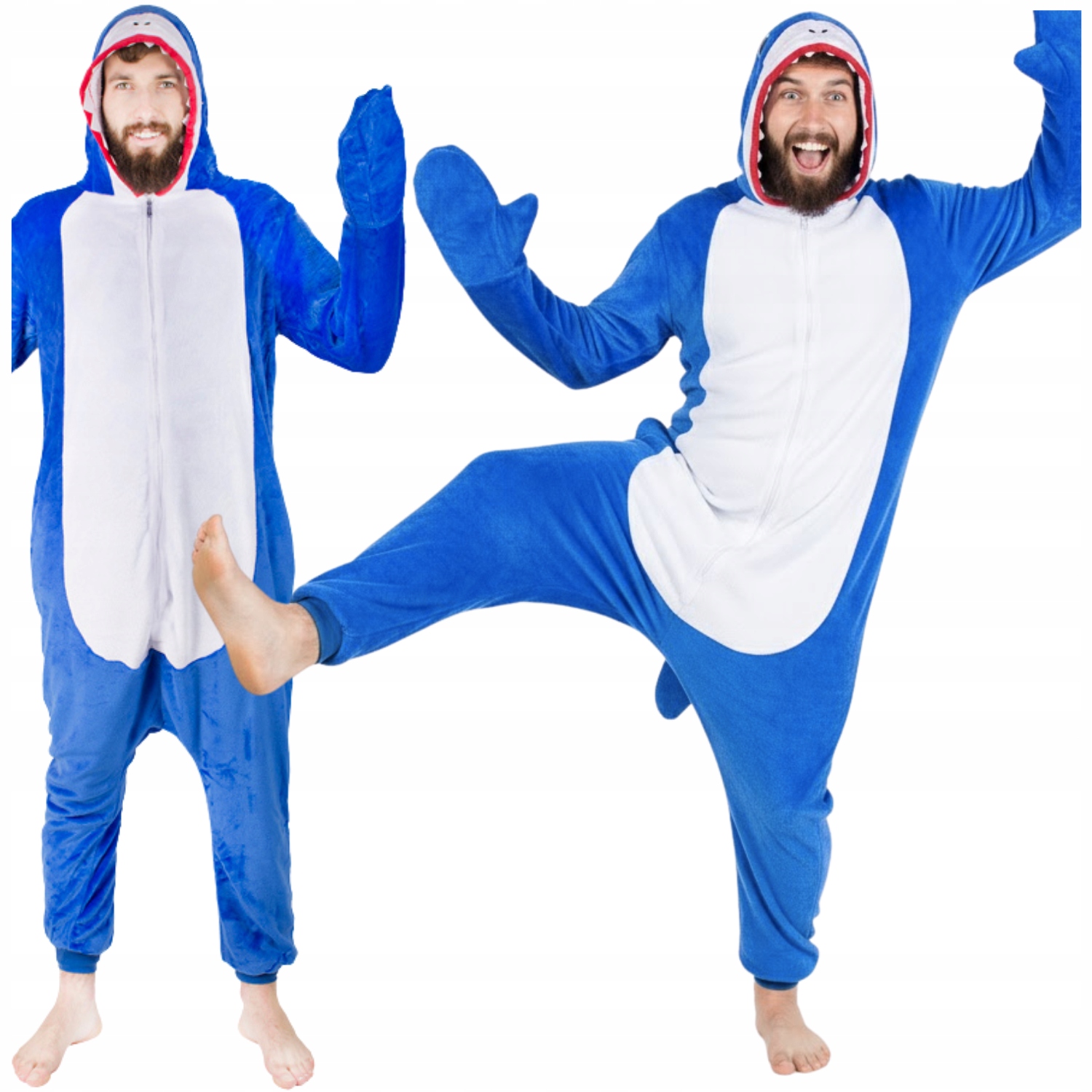 REKIN SHARK PRZEBRANIE CIEPŁA PIŻAMA JEDNOCZĘSCIOWA STRÓJ DRES PREZENT