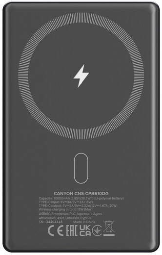 CANYON Powerbank OnPower 510 slim Magsafe 10000 mAh PD20W Beżowy — 10