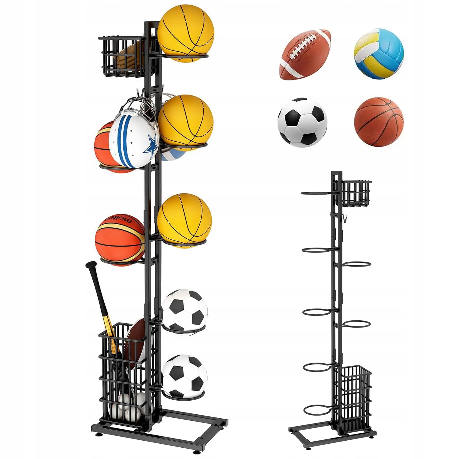 Stojan Na Uložení Sportovních Míčků A Holí Se 2 Košíky