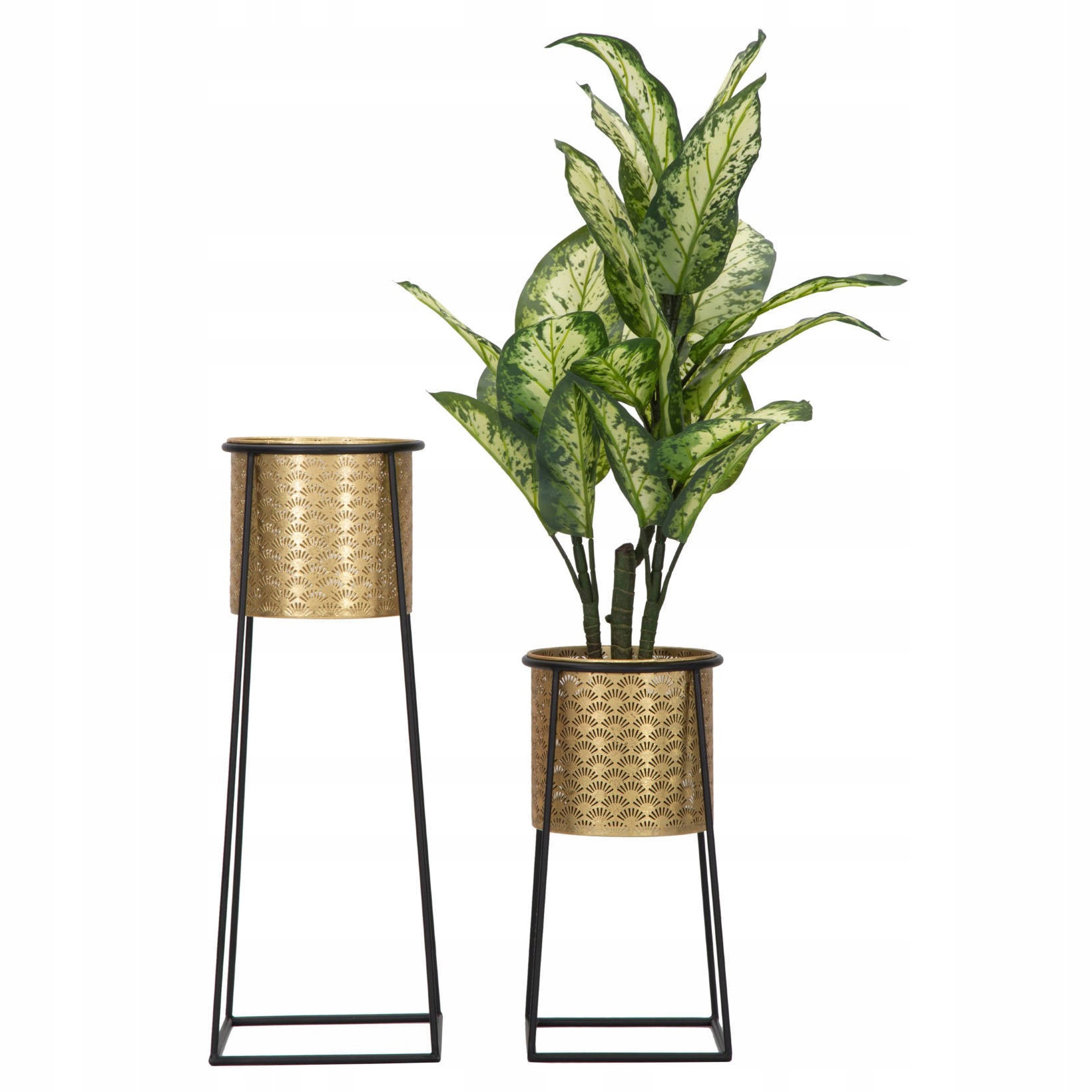 Kovový Květináč, Zlatý Obal Na Květináč, 2 Obaly Na Květináče