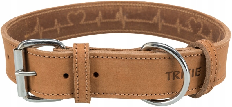 Levně Trixie Rustic Heartbeat Obojek pro psy kožený hnědý 50–65cm/4c LXL