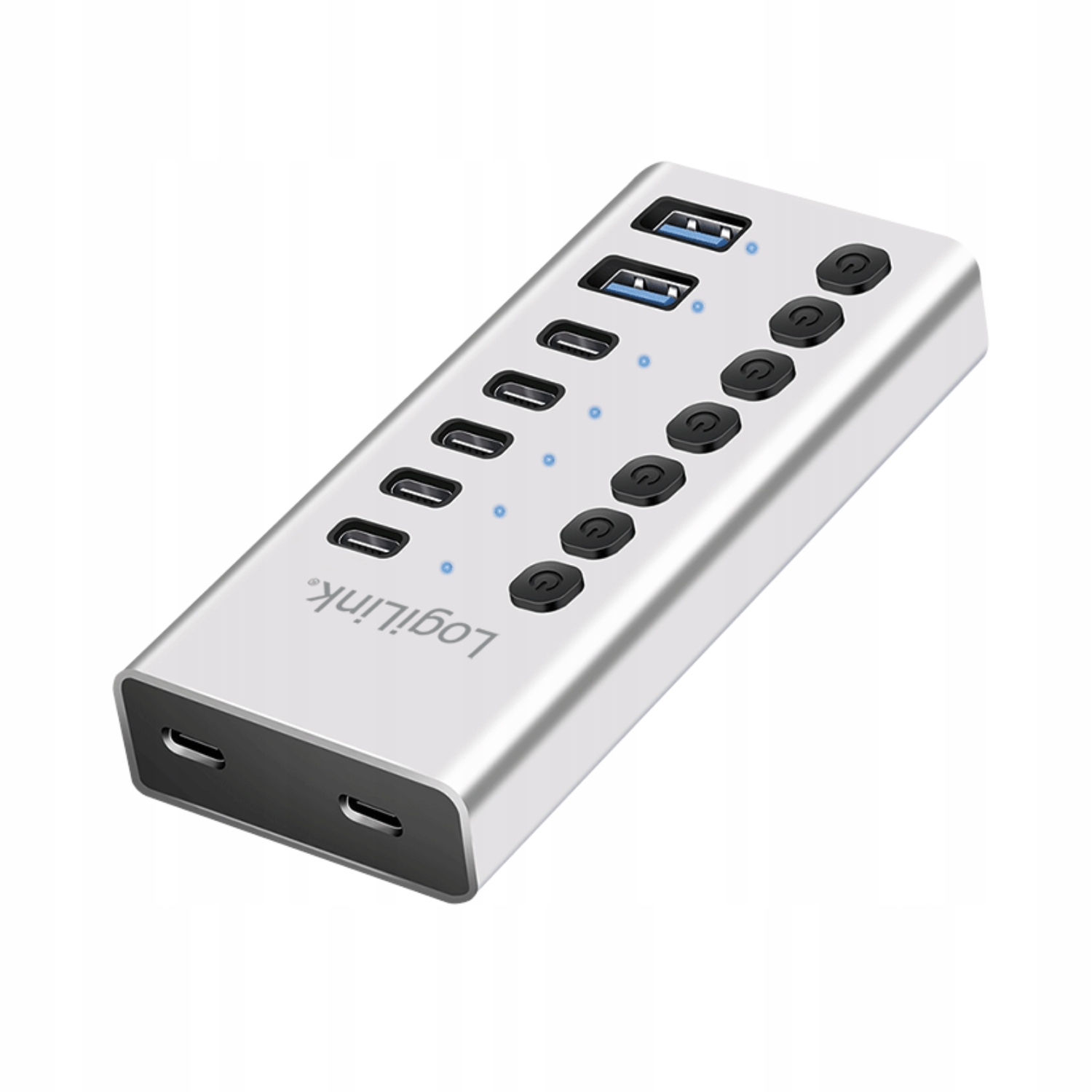 Usb hub 7 portů Usb-c Usb-a aktivní 5Gb/s napájet vypínače 20W LogiLink