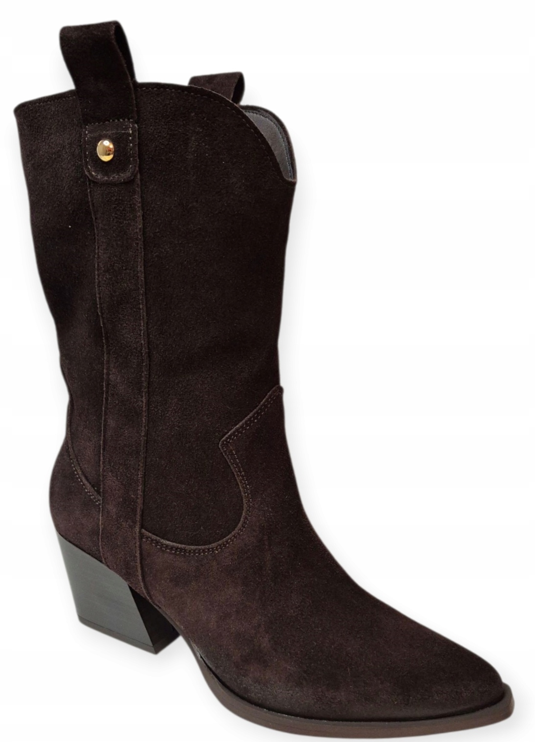 Kotníkové Boty Gamis 8074 Čokoládové Kovbojské Boty , kůže a semiš vel. 37