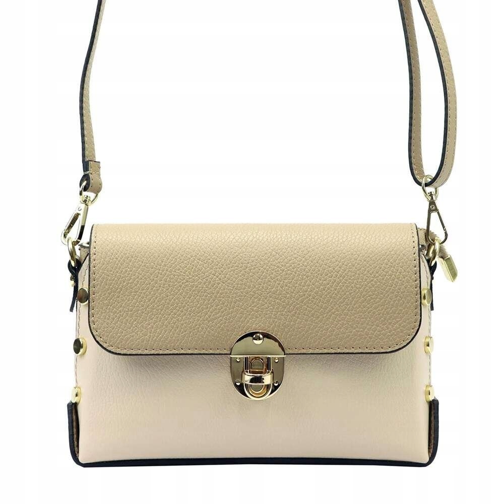 Dámská kožená kabelka Luka 20-052 Kabelka Přes Rameno Tmavě béžová Zdobení