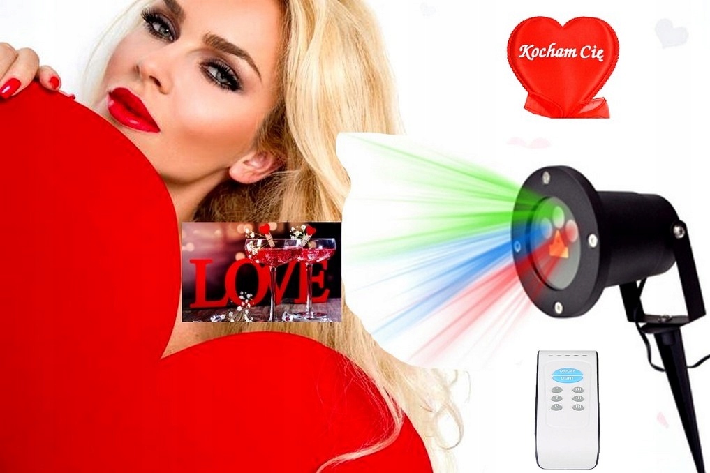 WALENTYNKI PROJEKTOR LASEROWY RGB SERCE na PREZENT