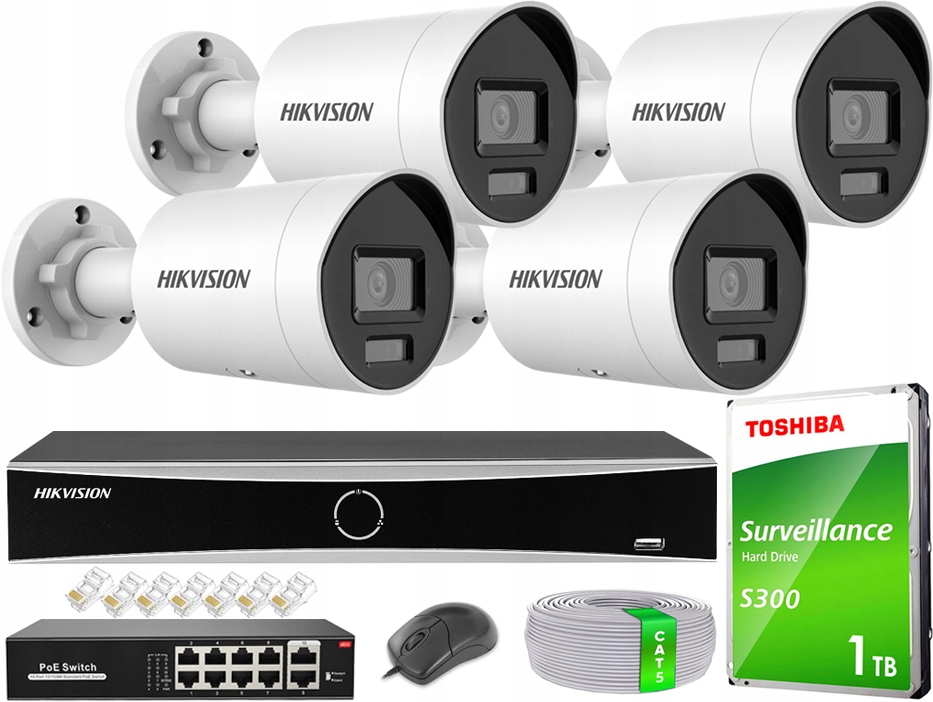 Sada na monitorovanie Ip 4MPx Hikvision Acusense 4 kamery DS-2CD2043G2-LI Nvr