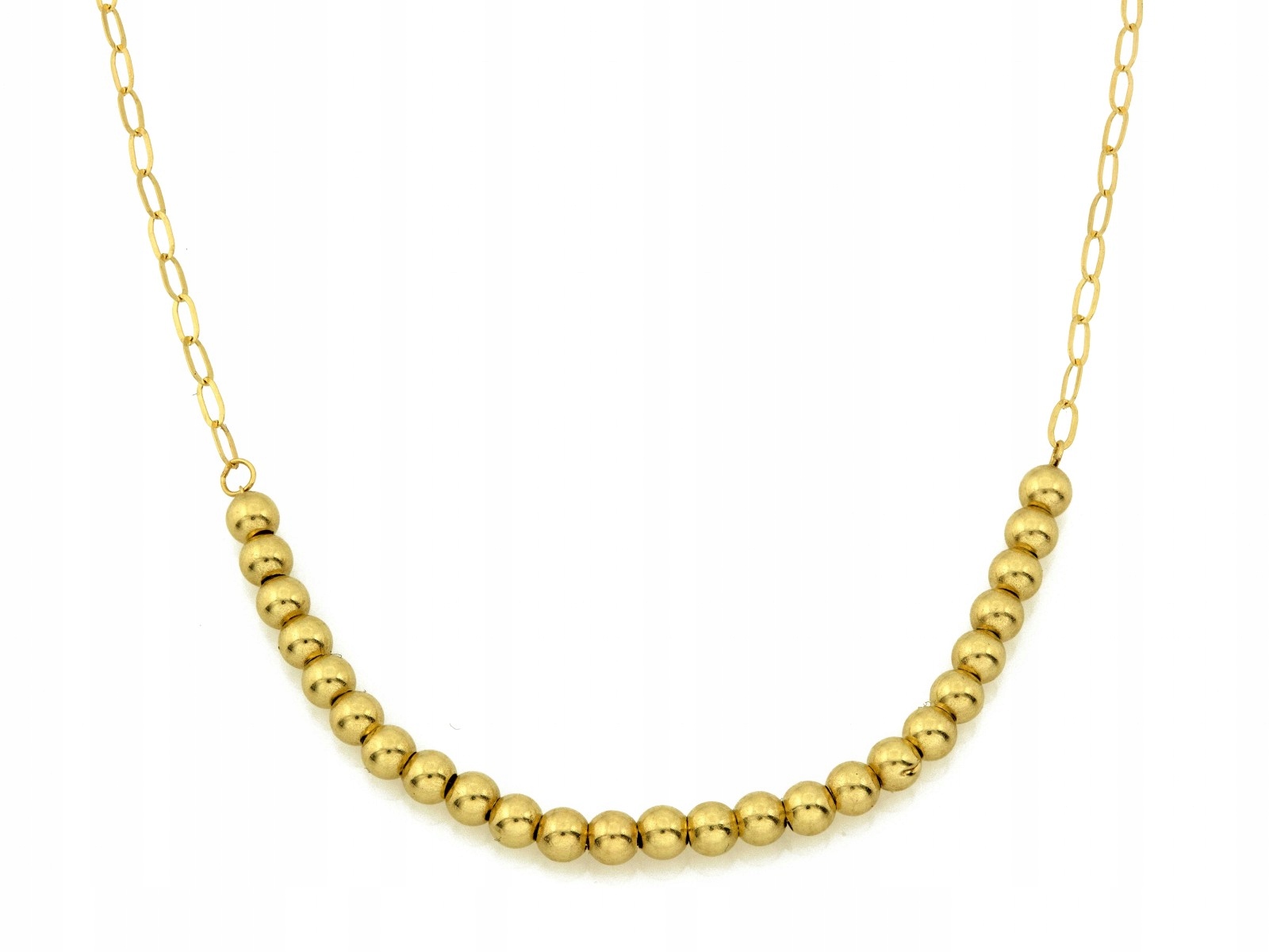 Zlatý náhrdelník 585 s kuličkami na velkých článcích r44 lesklé kuličky 1.85 g