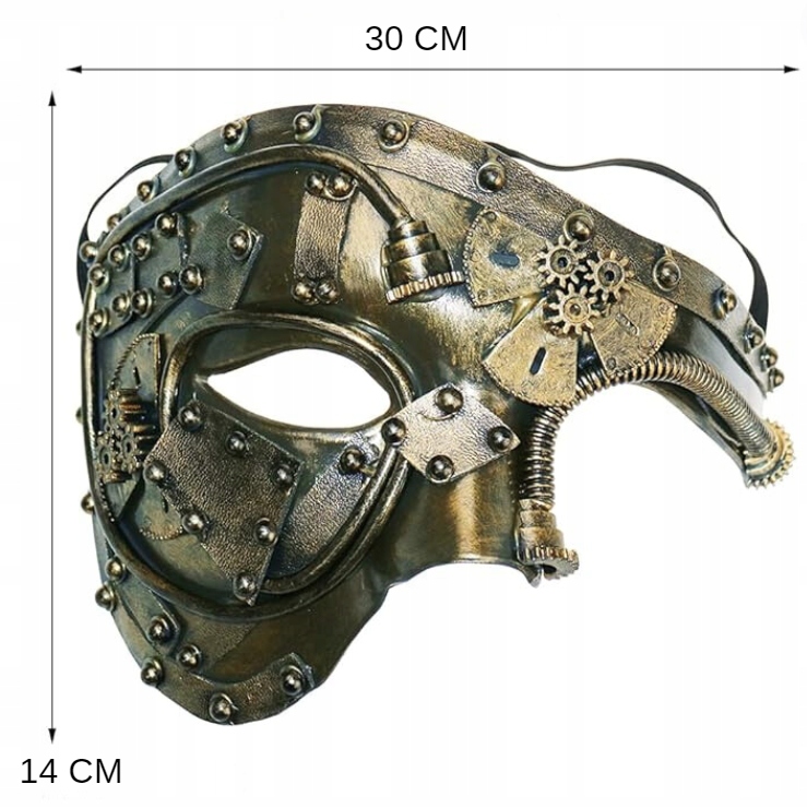 MASKA STEAMPUNK CYBORG ROBOT MASZYNA NA TWARZ KARNAWAŁ HALLOWEEN COSPLAY Marka Hopki