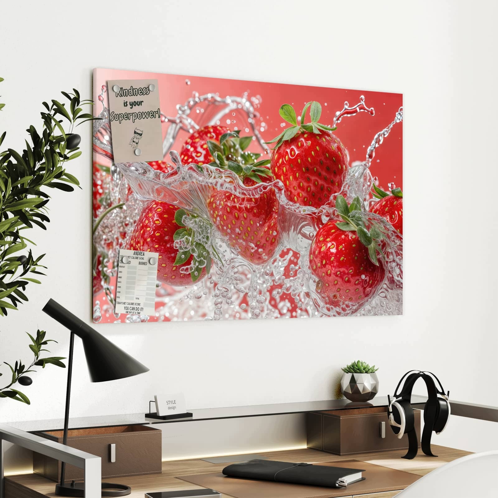 Magnetická tabule Cákance truskawek 90 × 60 cm