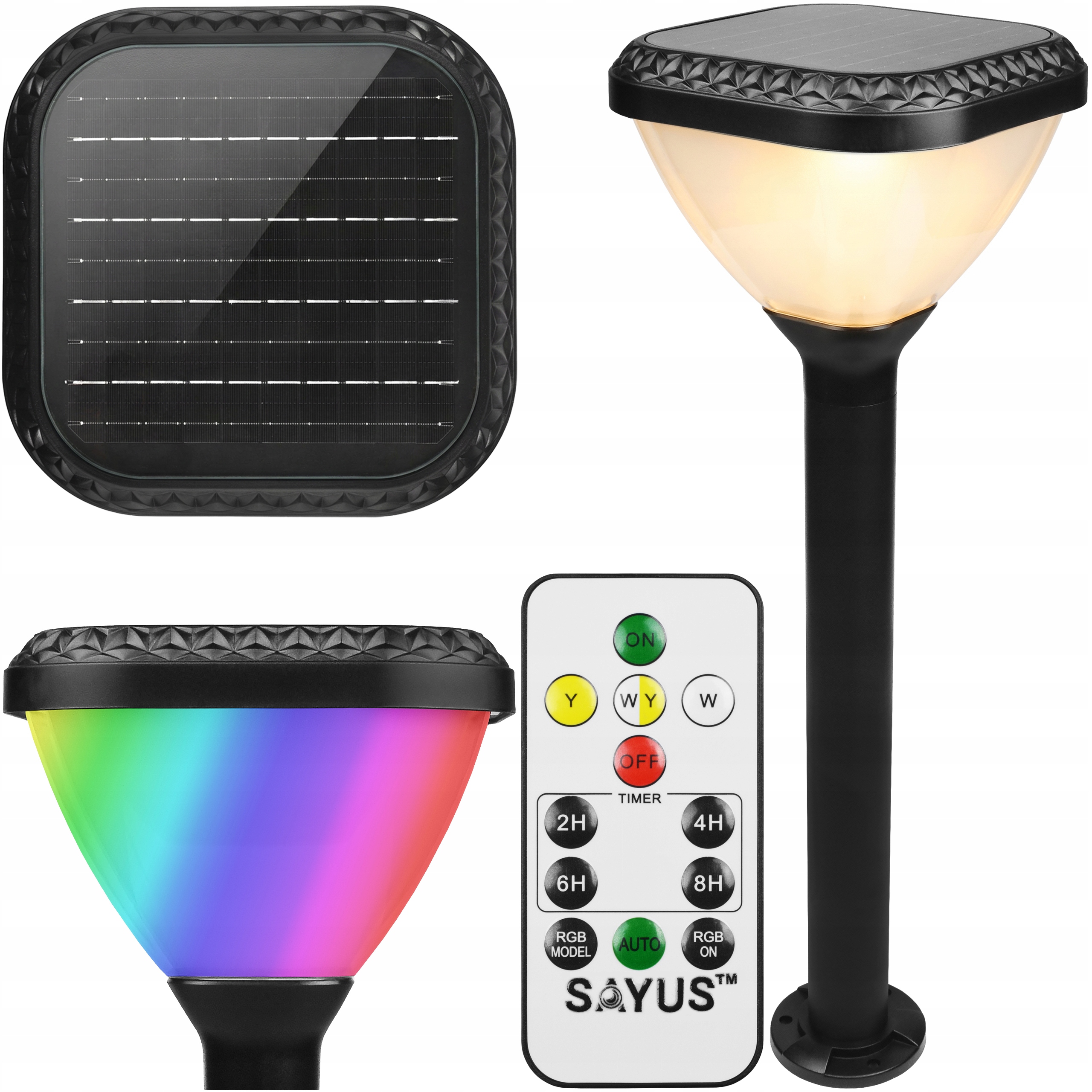 Solárna Záhradná Lampa S Rgb Led Osvetľovacím Stĺpikom S Pilotom 80 cm