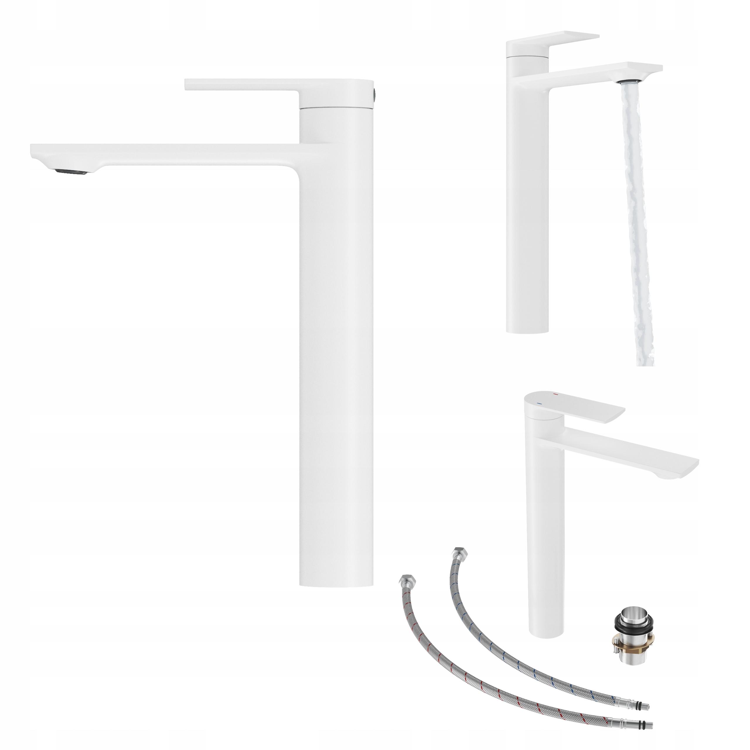 Vysoká umývadlová batéria do kúpeľne, stojanková, umývadlový kohútik Cabo Biela