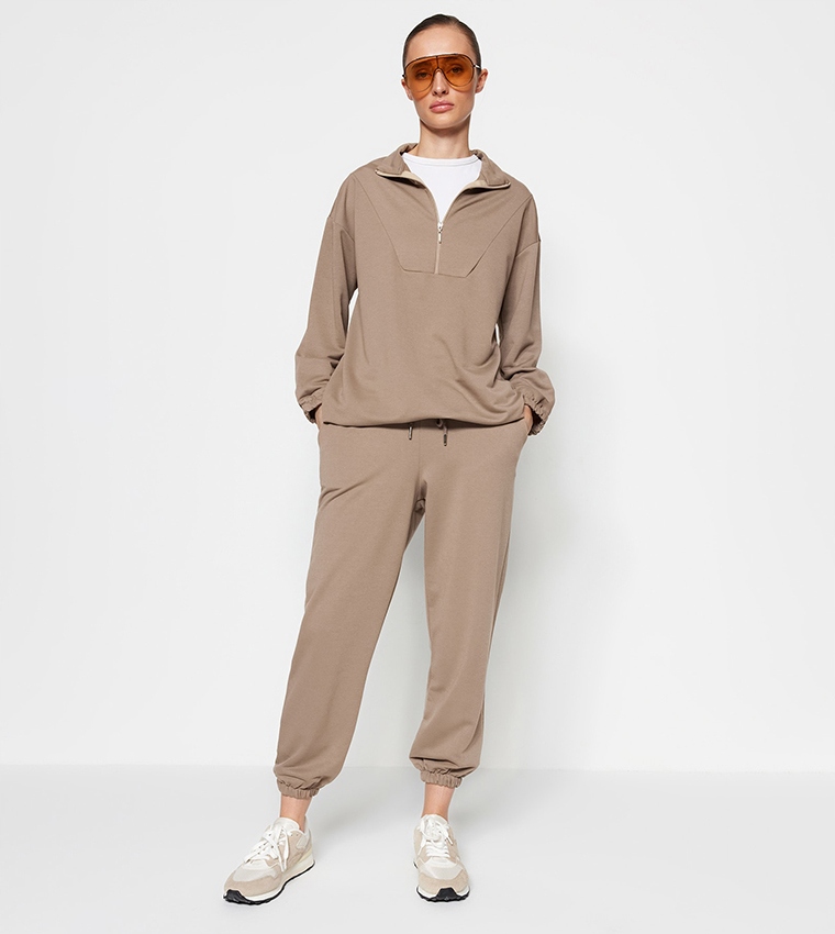 Trendyol Hnědý Dámský Teplákový Komplet Mikina A Kalhoty 40 5_A