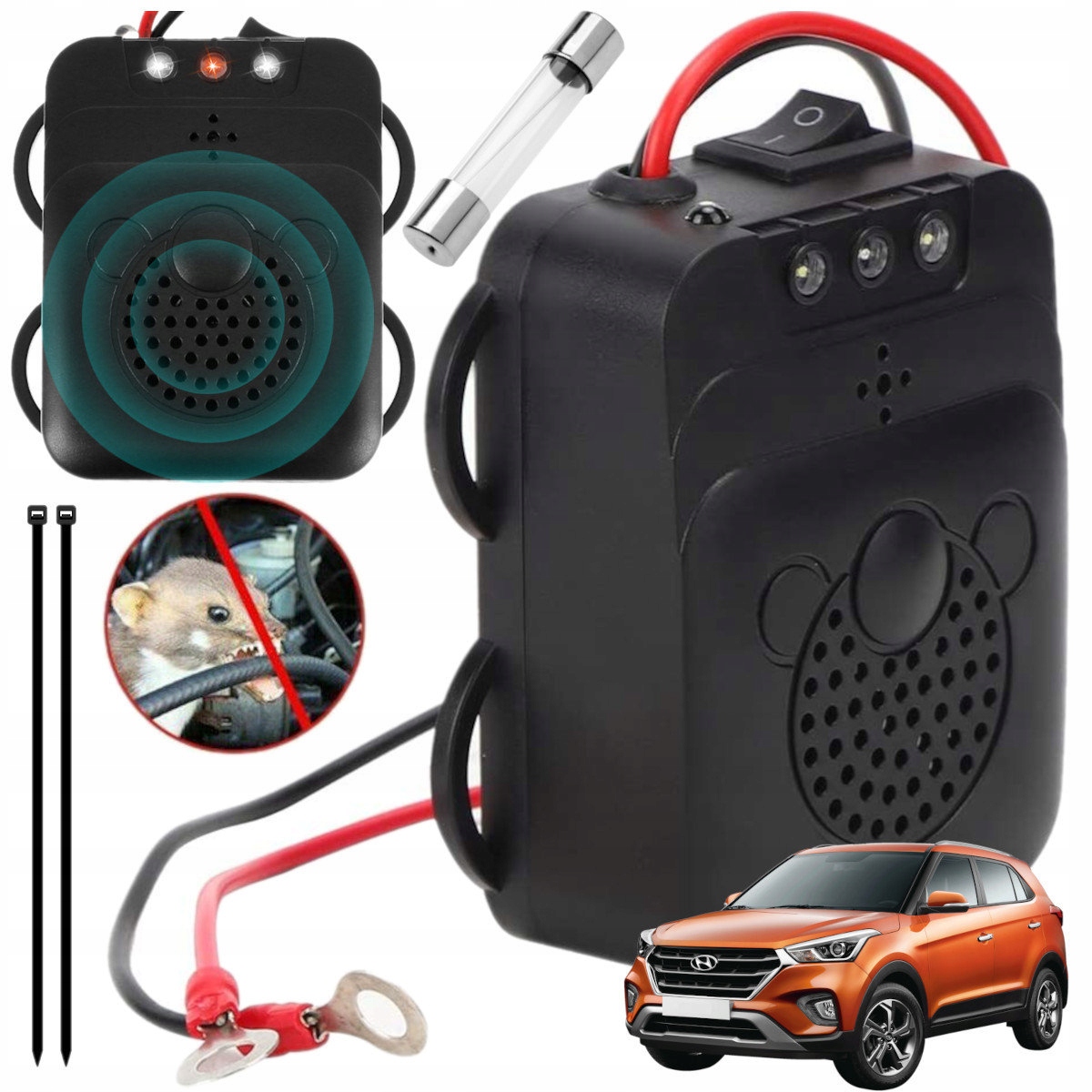 ODSTRASZACZ GRYZONI DO AUTA 12V SAMOCHODOWY LED Stan opakowania oryginalne