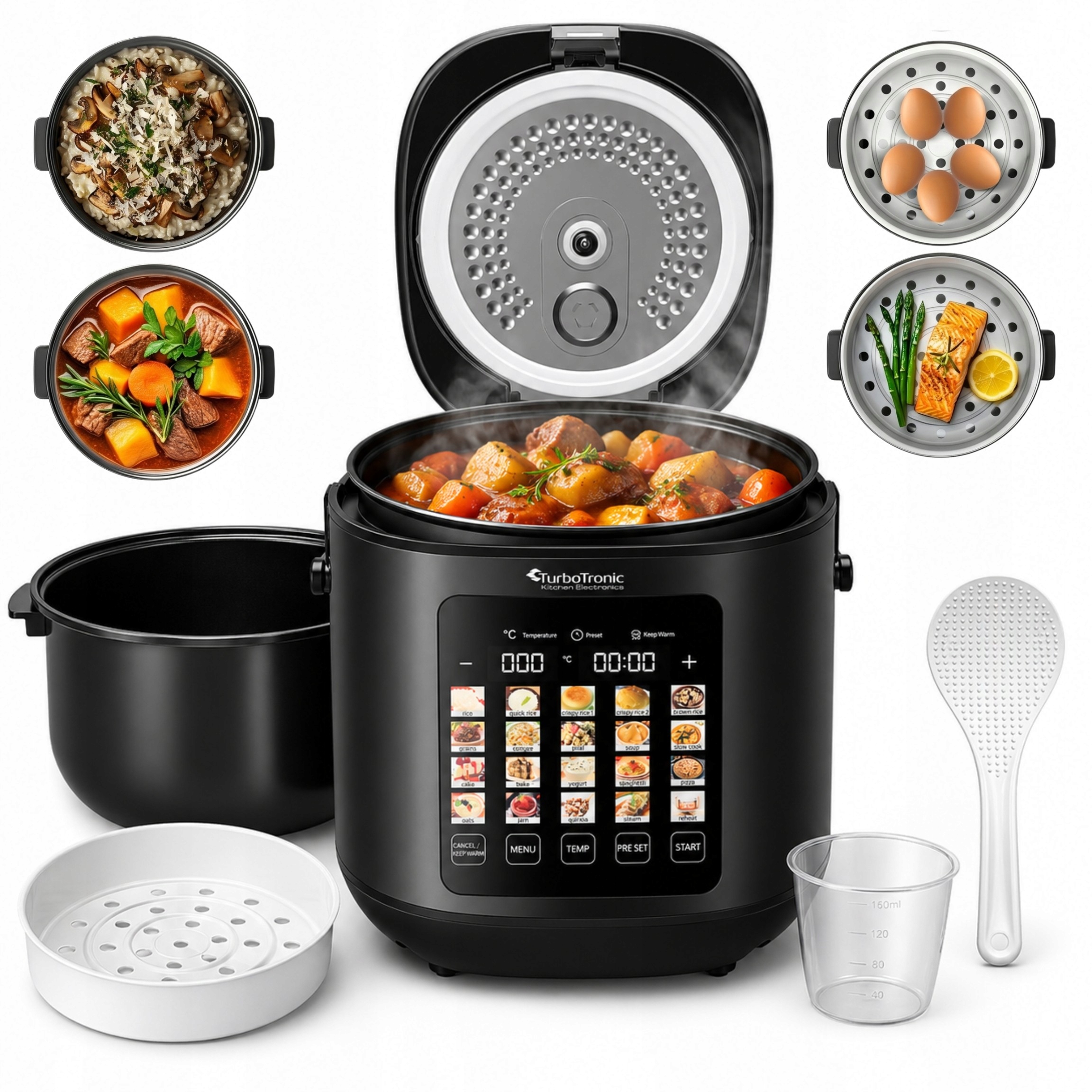 Multicooker Parný Hrniec Elektrický Fritéza 5 L Keramická Povrchová Úprava