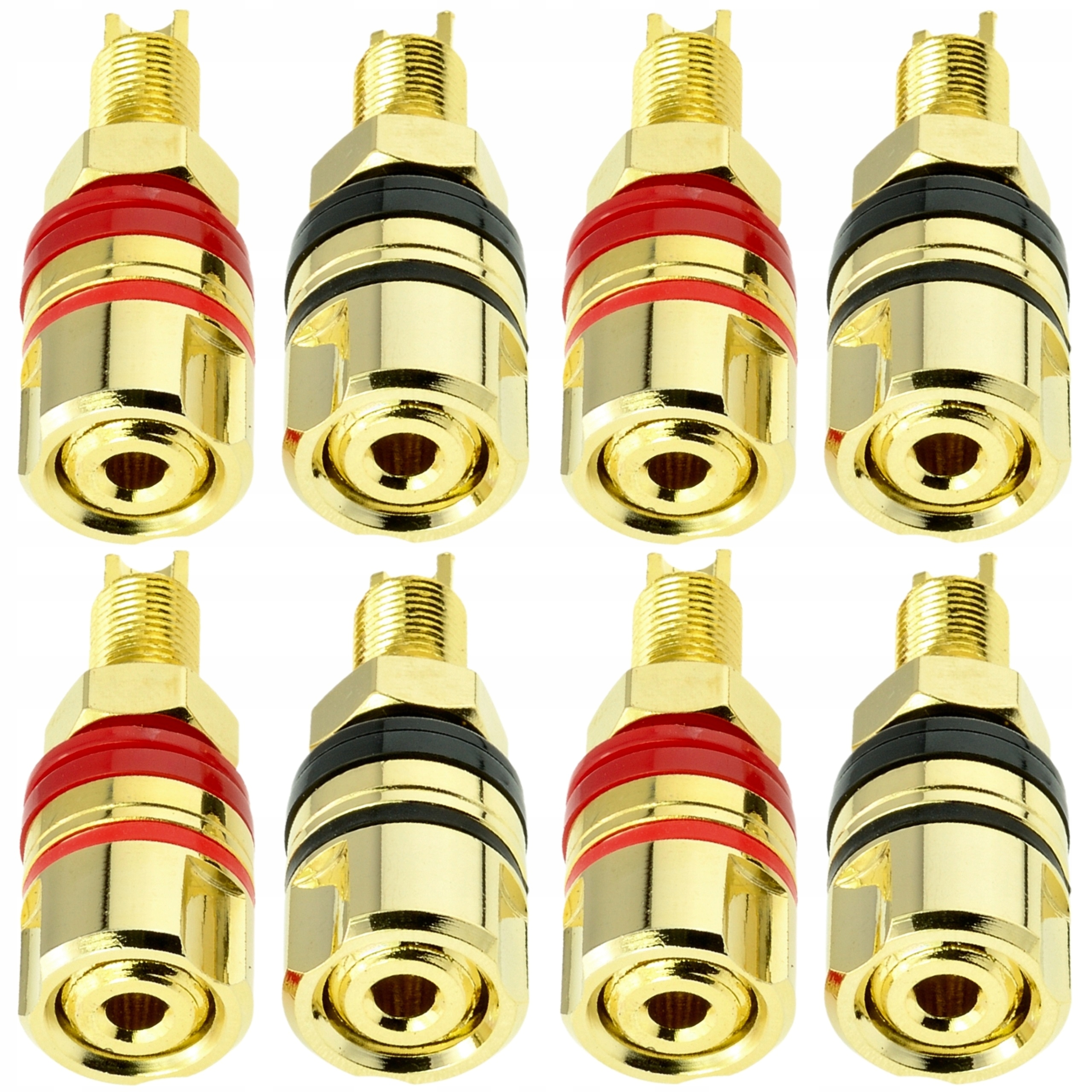 Banánové reproduktorové zásuvky, svorky pro reproduktory, pozlacené konektory GB6 8 ks