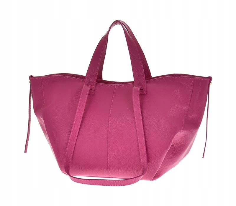Kabelka shopper fuchsiová velká kožená A4 přes rameno Vera Pelle klasická kůže
