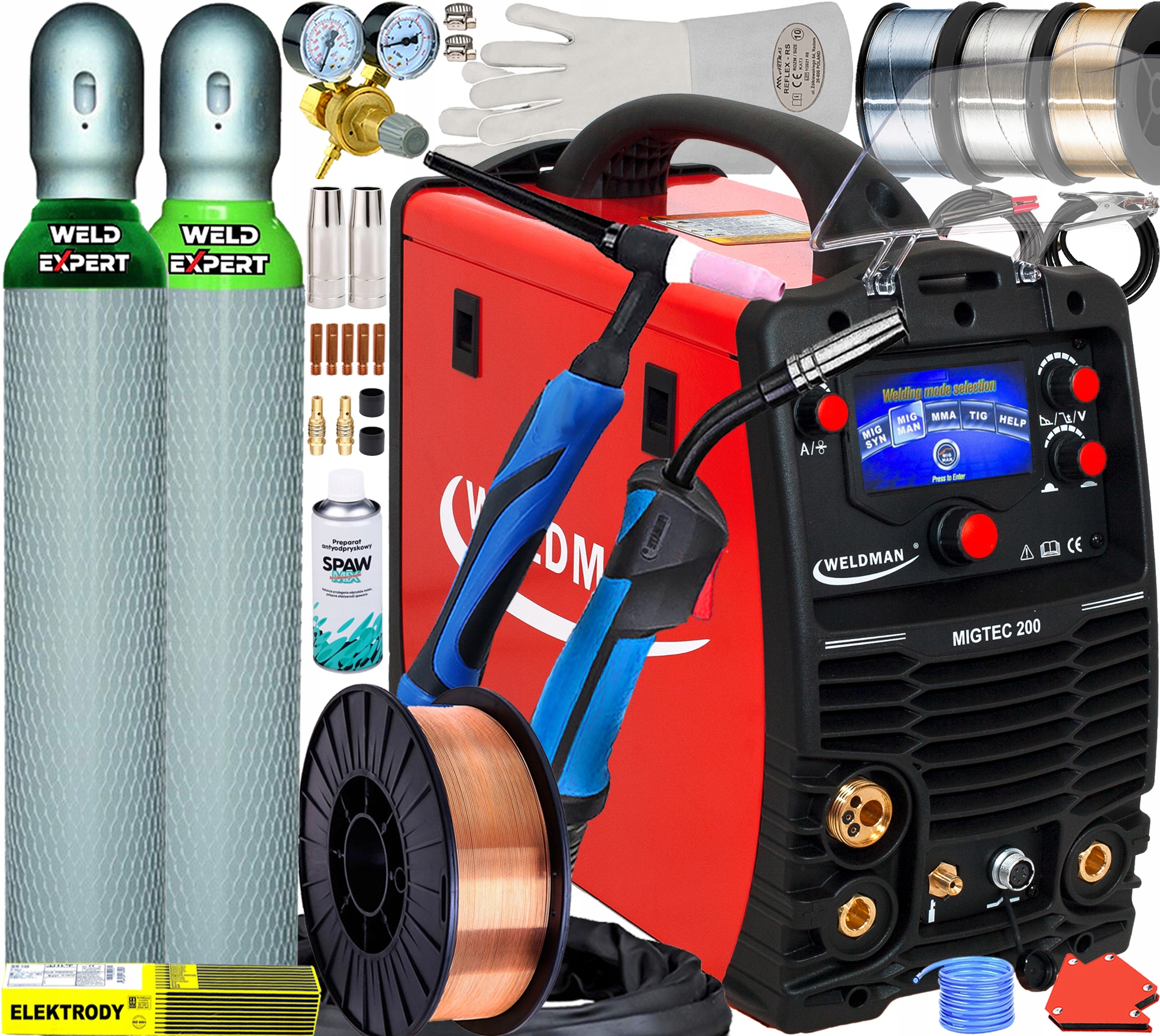 Spawarka Weldman Migtec Mig 200 LCD w kolorze czarno-białym