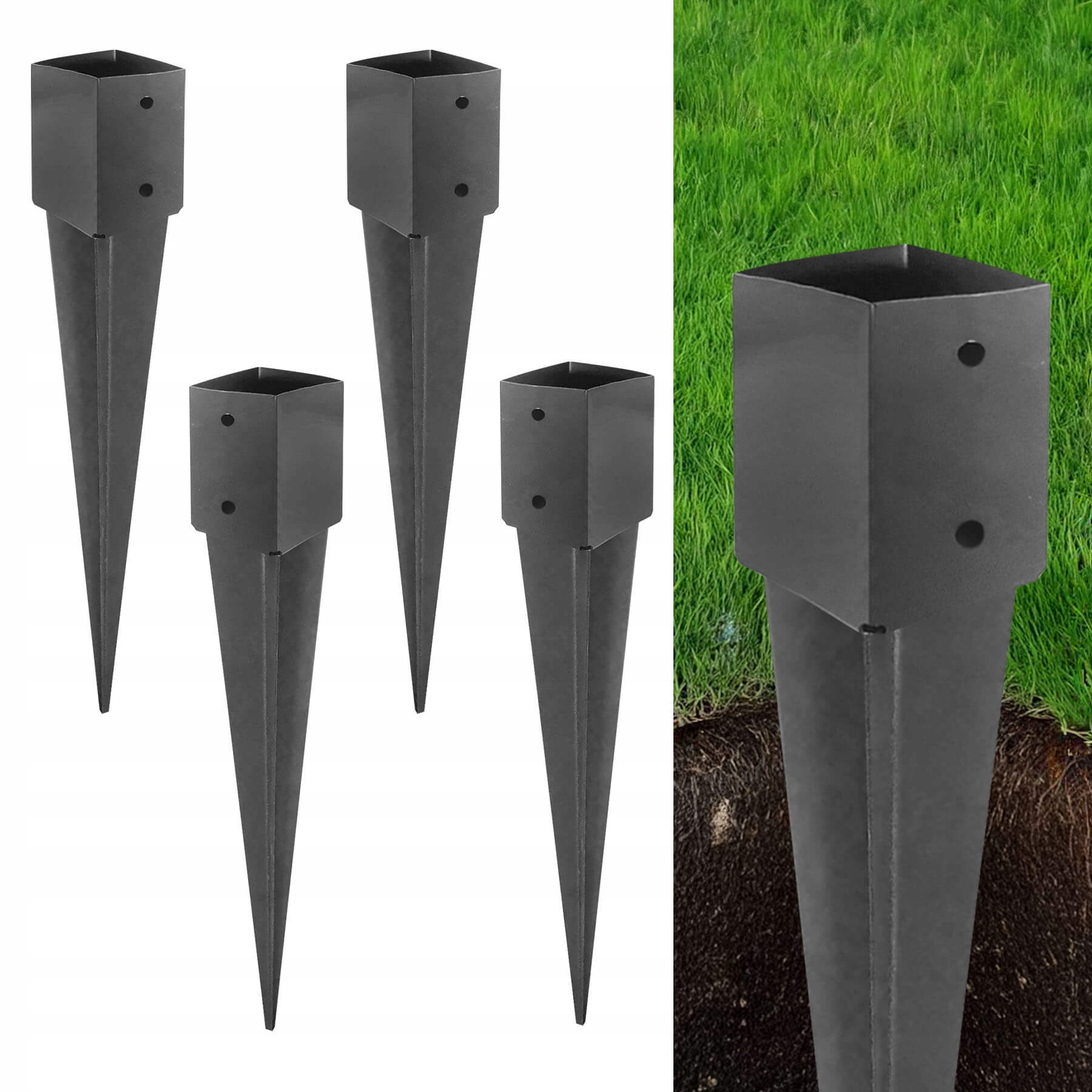 Základna Sloupku Podpěrná Kotva Zapichovací Do Zahrady 120x750 MM 4 ks Grafit