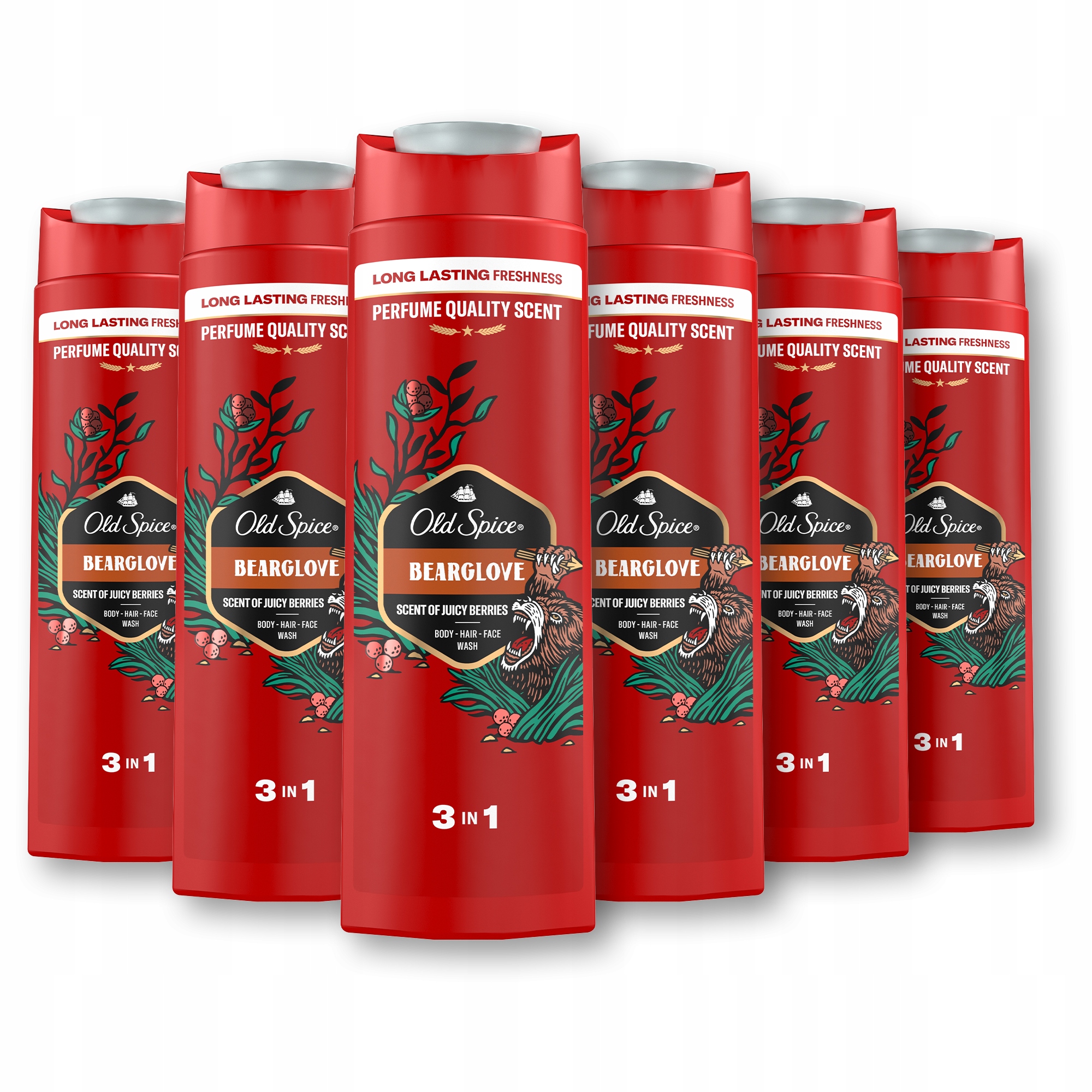 Old Spice Bearglove Żel męski pod prysznic i szampon 3w1, 6 x 400ml