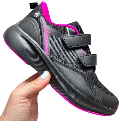 Buty Sportowe Dla Dziewczynki Apawwa Czarne Na Dwa Rzepy 33