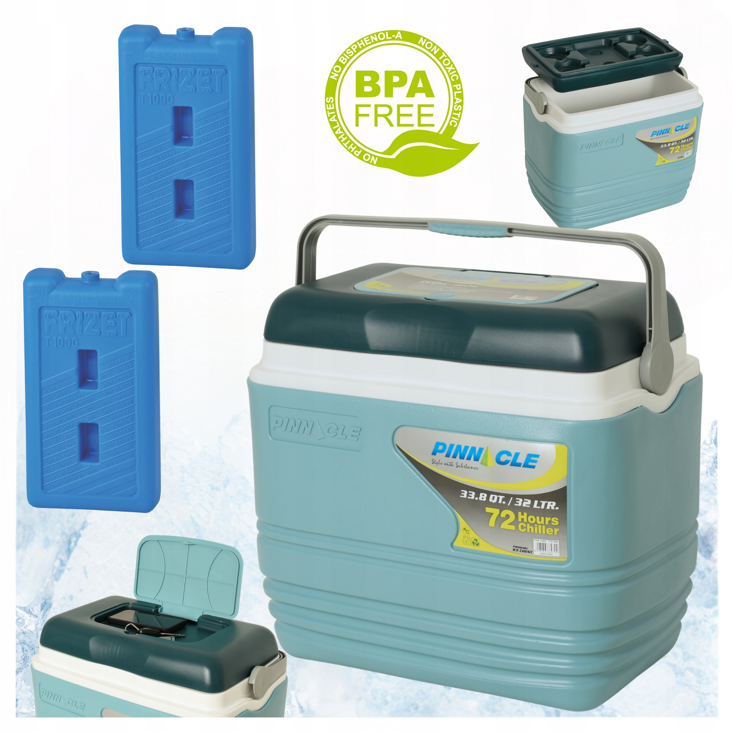 Turistická lednička na náplně Pinnacle TPX7000 32L Modrá 2 náplně 1L